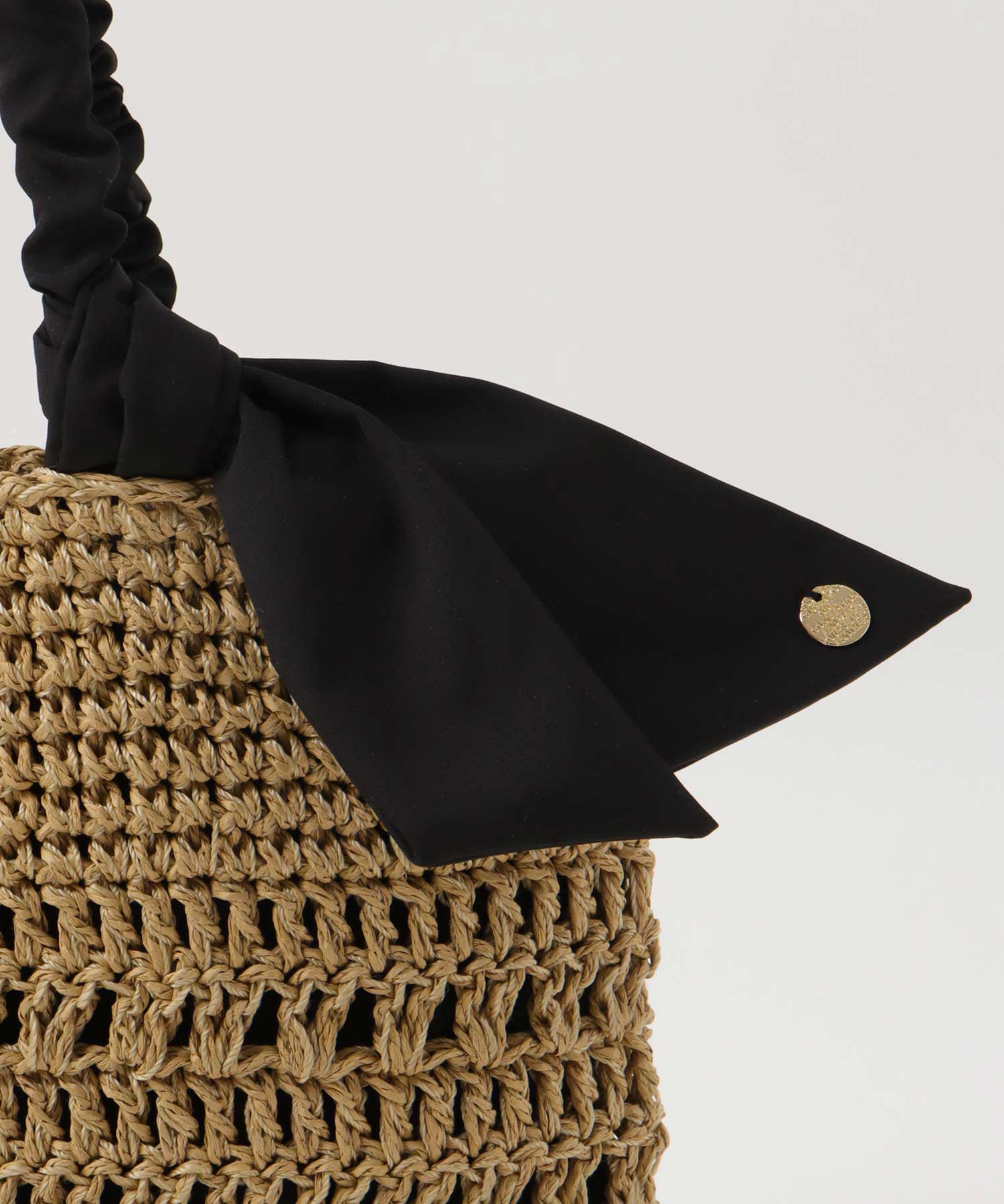 下がりリボン柄編みトート