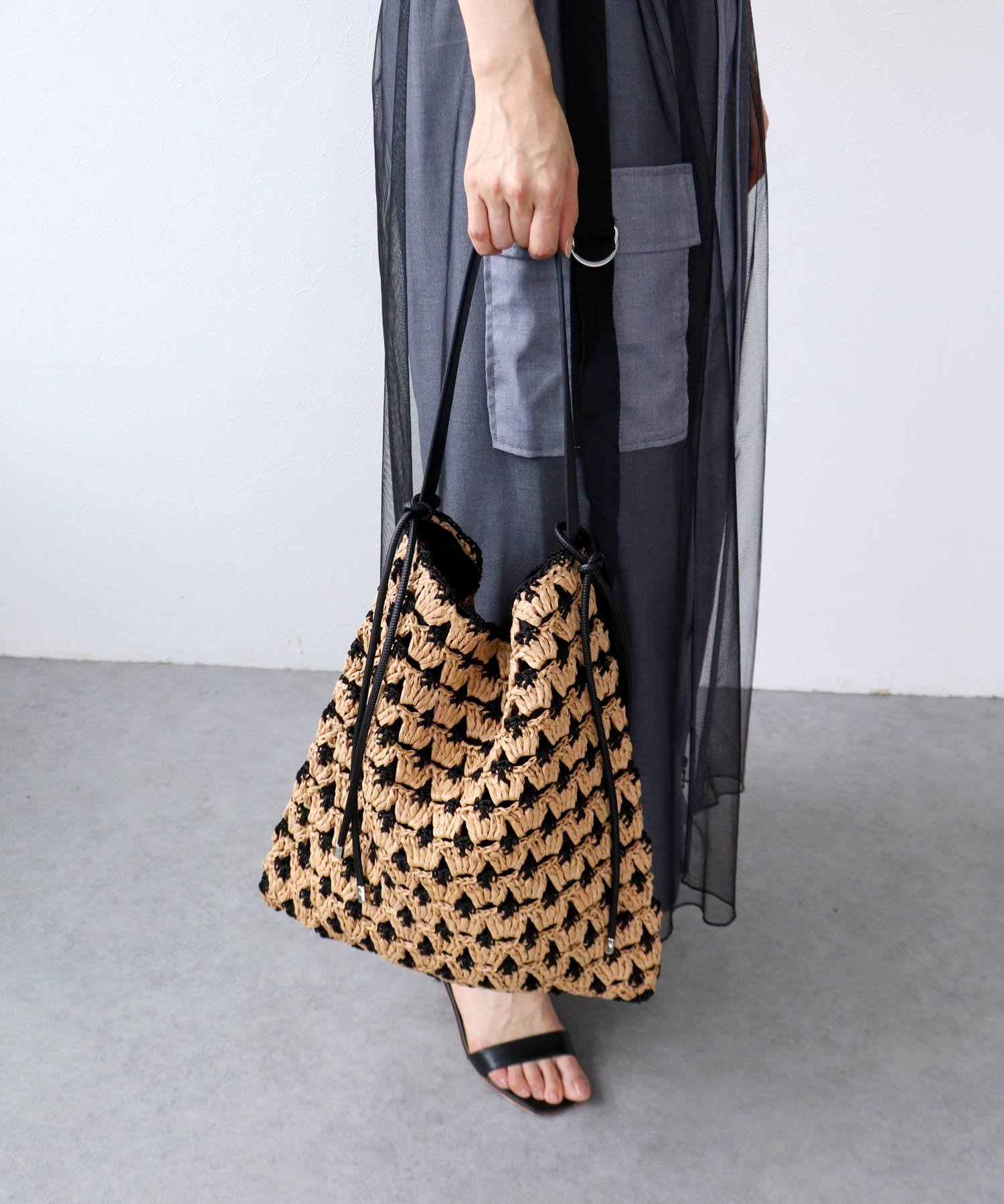 配色編みワンハンドルトート