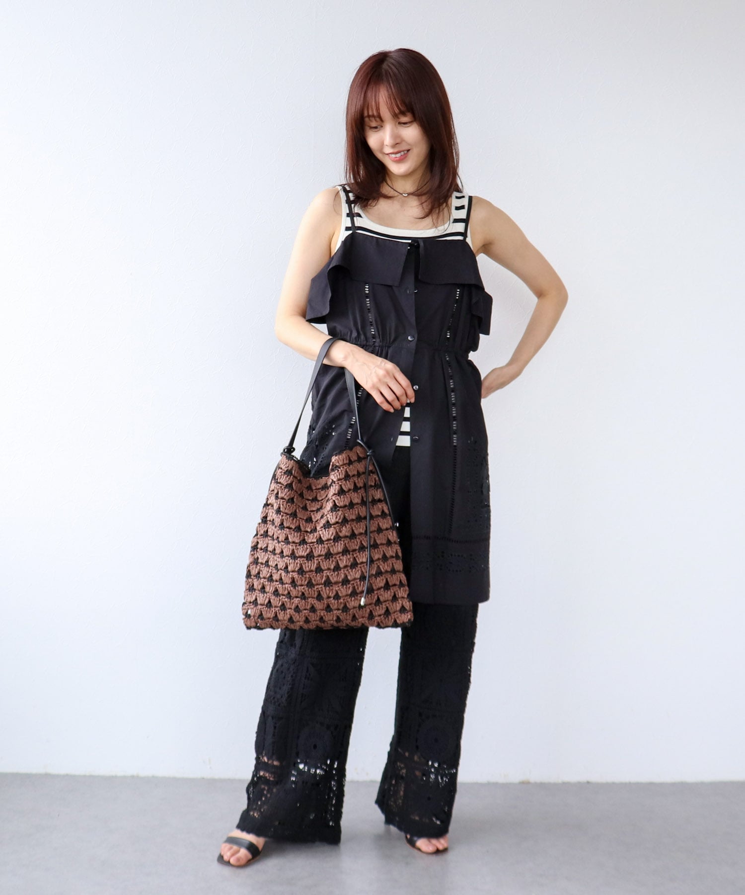 配色編みワンハンドルトート