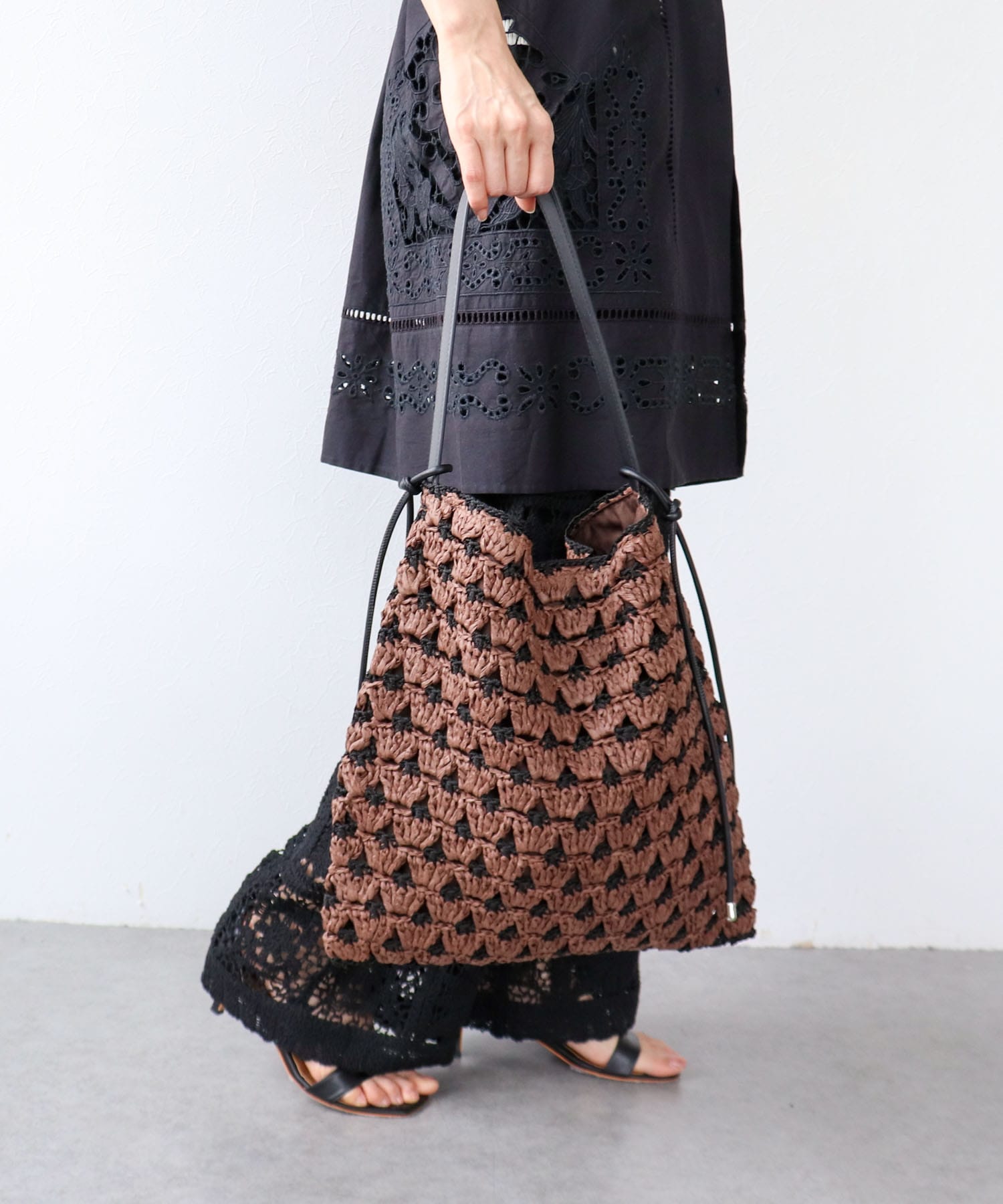 配色編みワンハンドルトート
