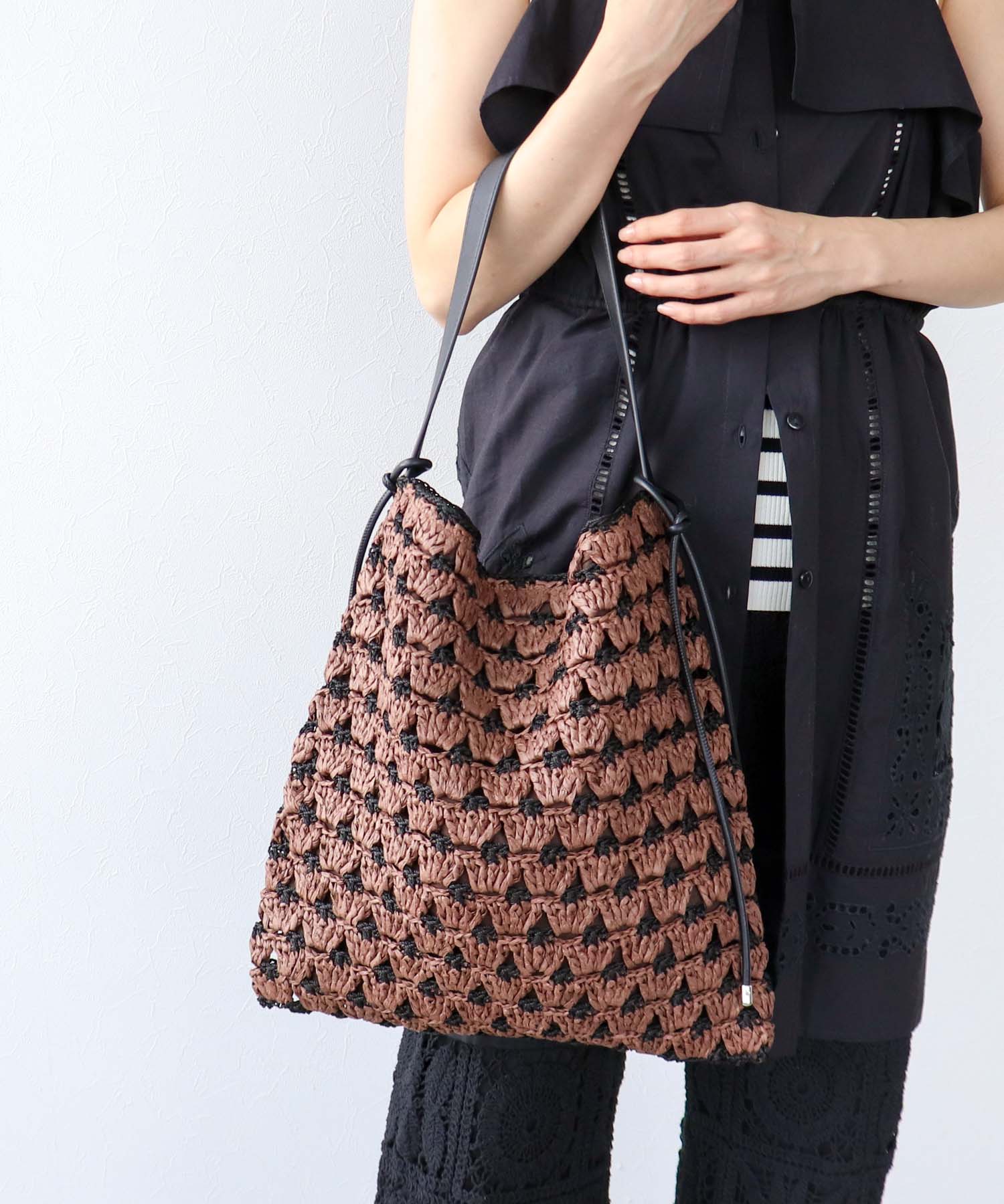 配色編みワンハンドルトート