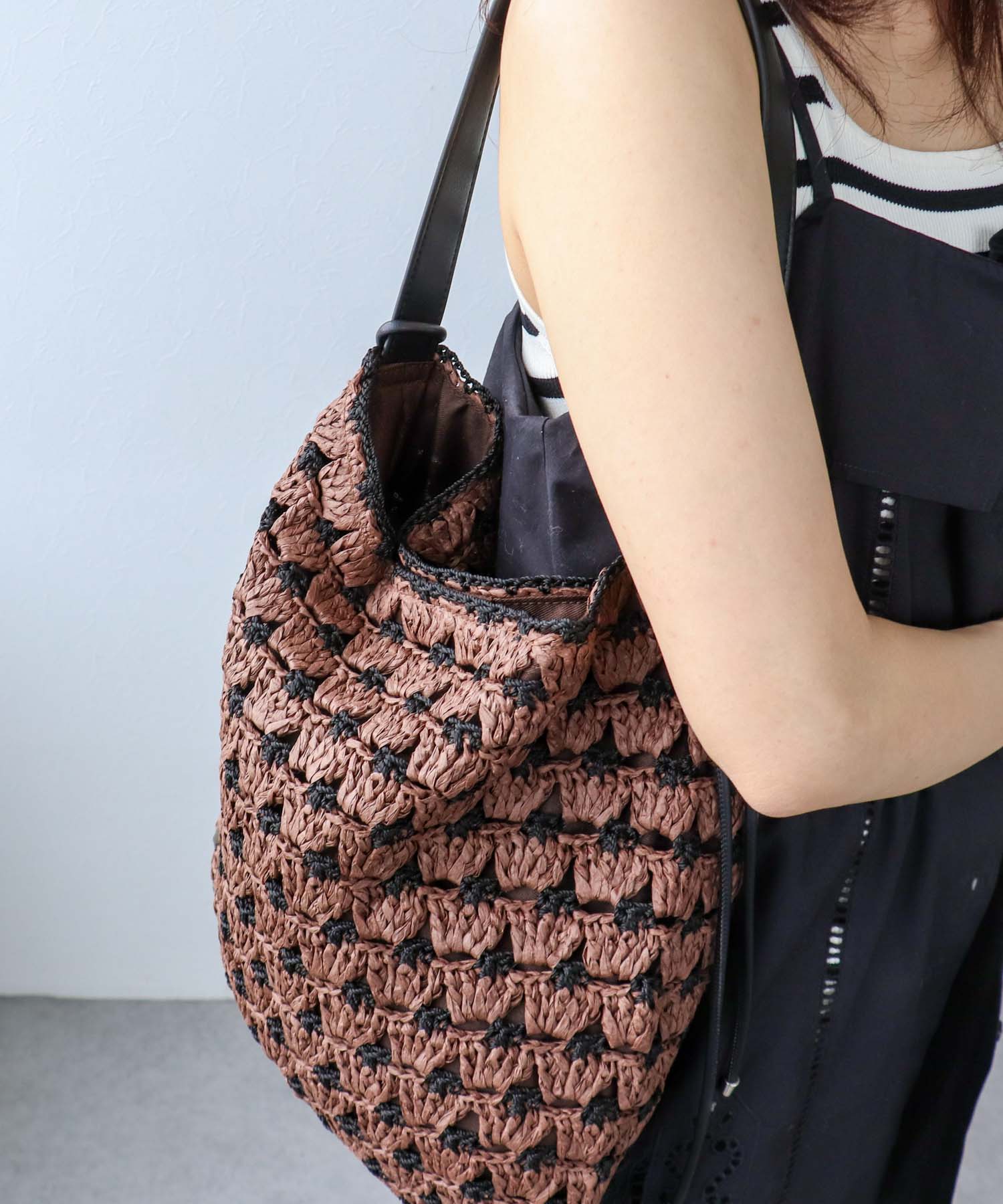 配色編みワンハンドルトート