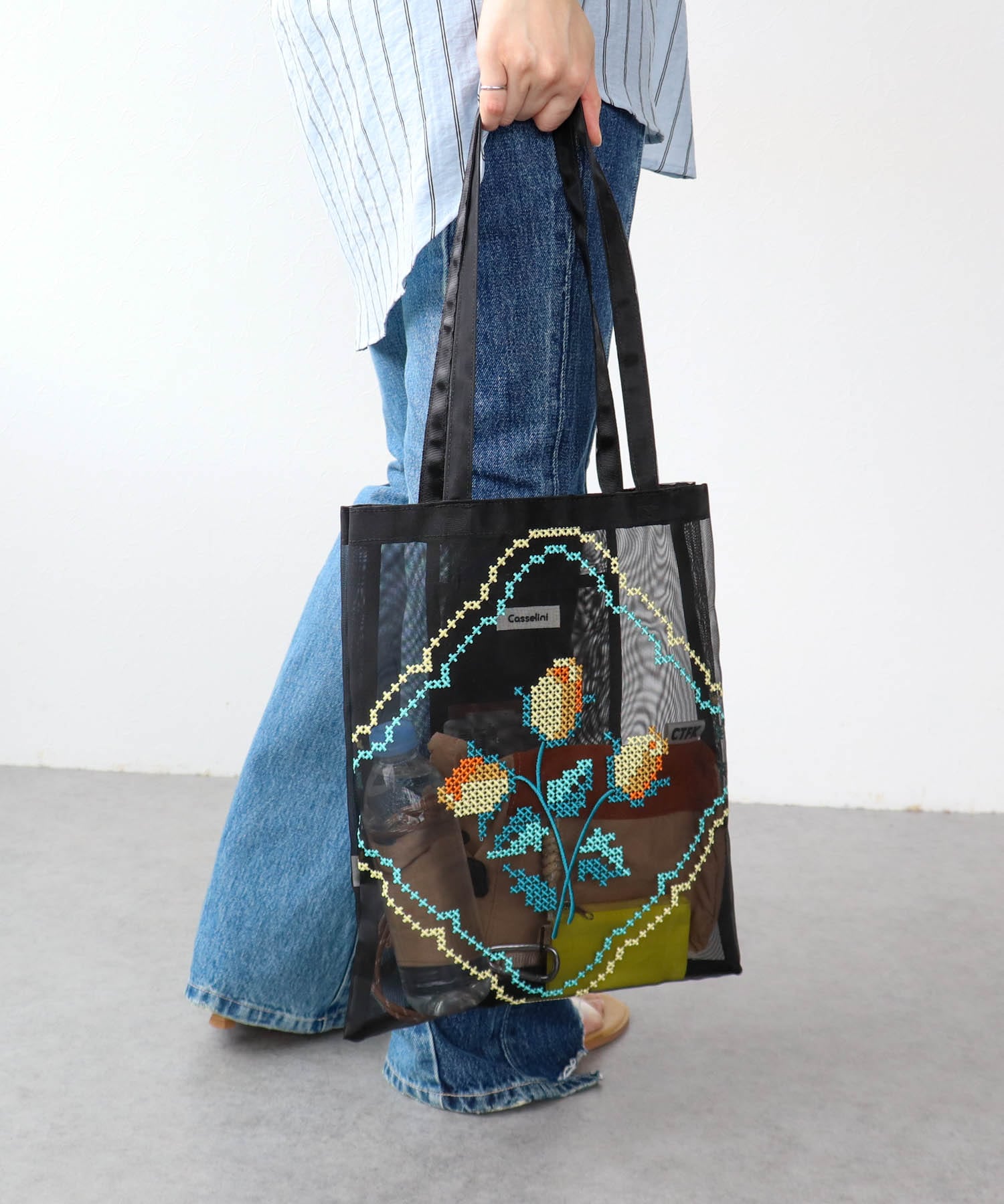 チュール刺繍トート