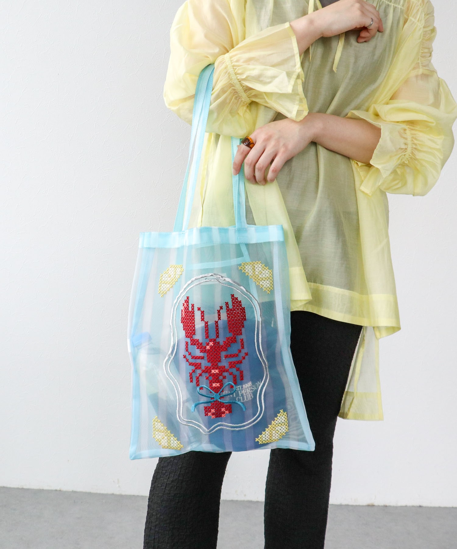 チュール刺繍トート
