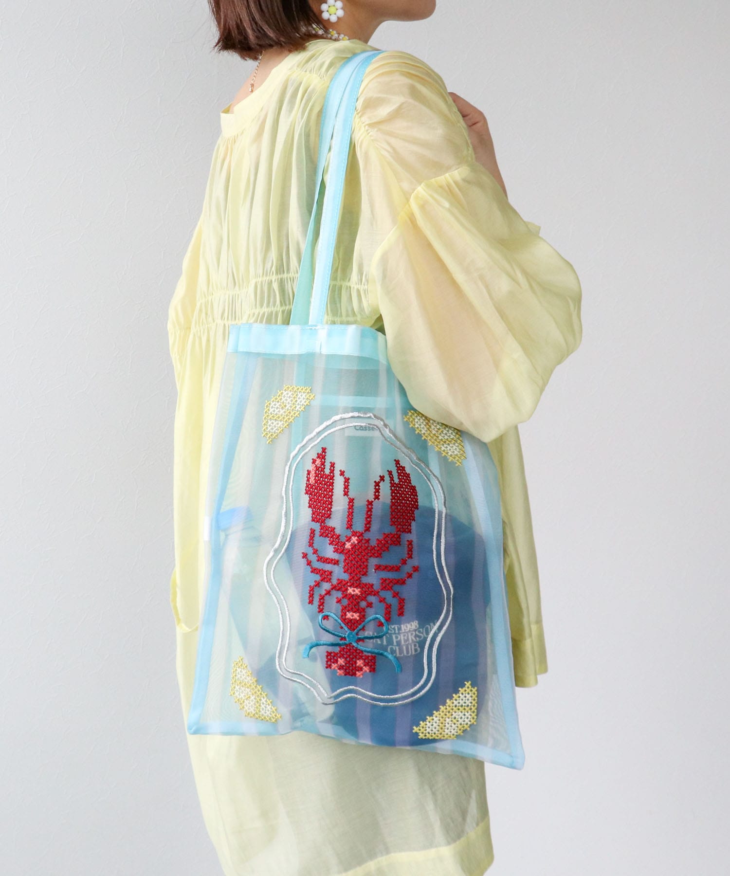 チュール刺繍トート