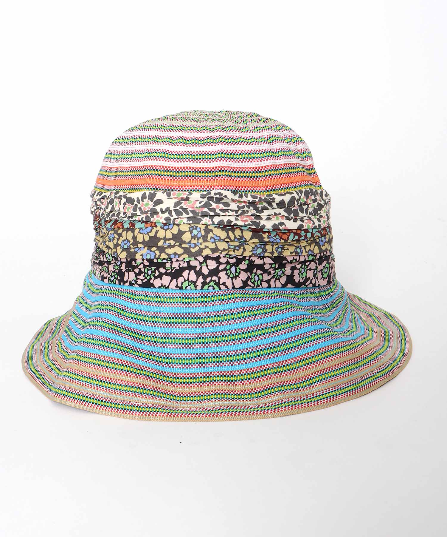 異素材柄テープつば広HAT