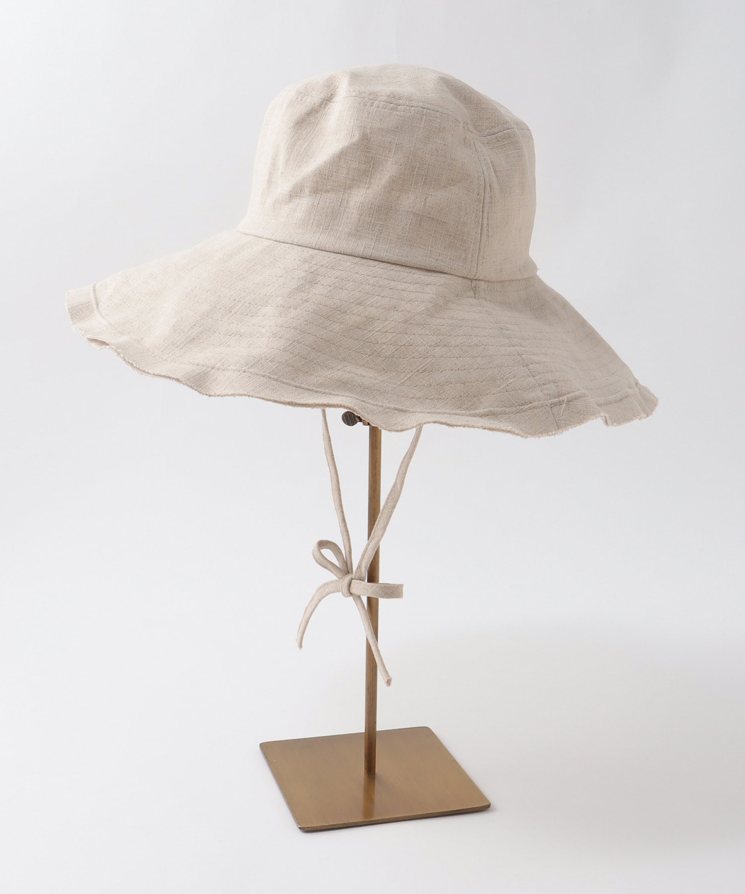 リネン風ステッチつば広HAT