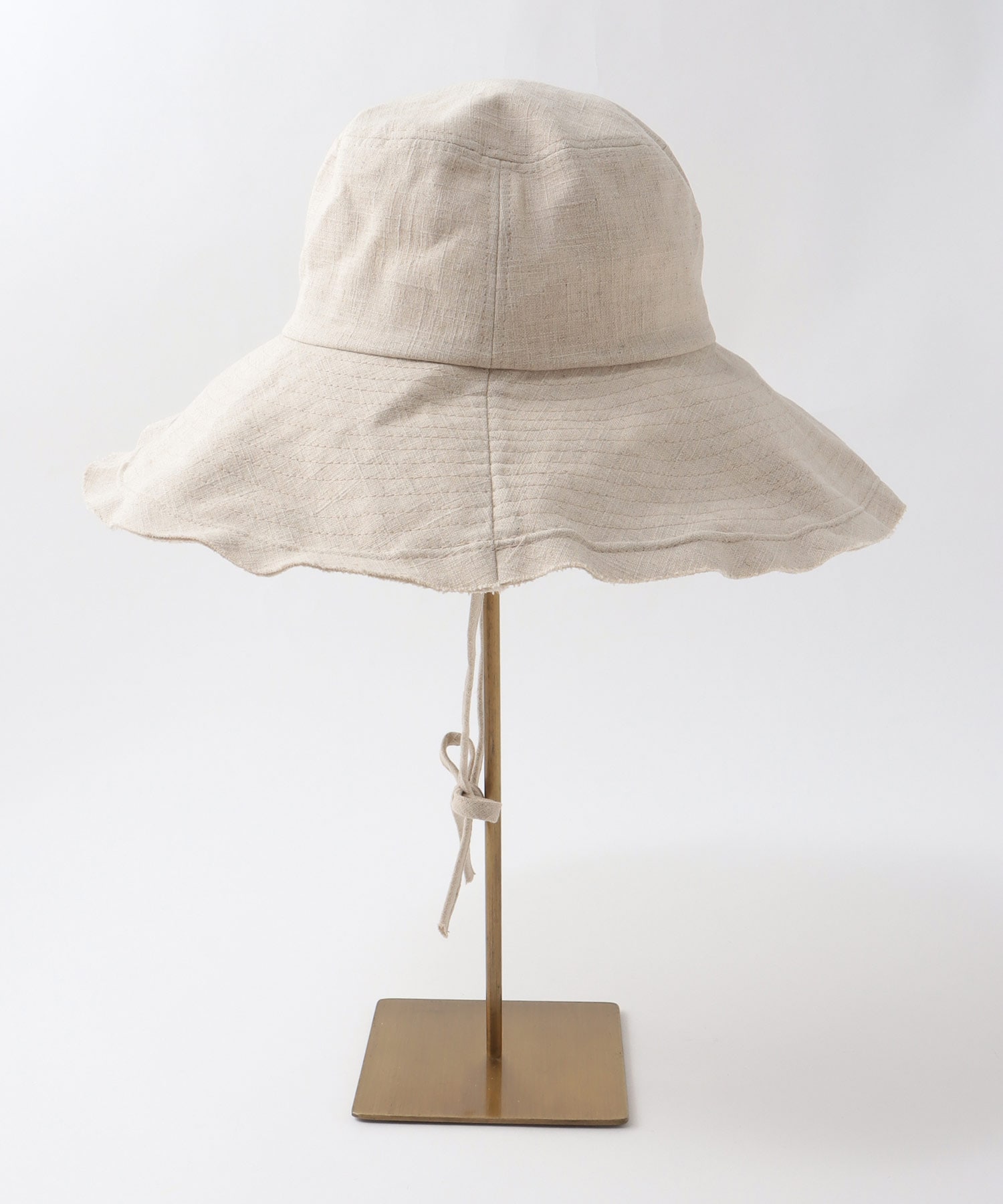 リネン風ステッチつば広HAT