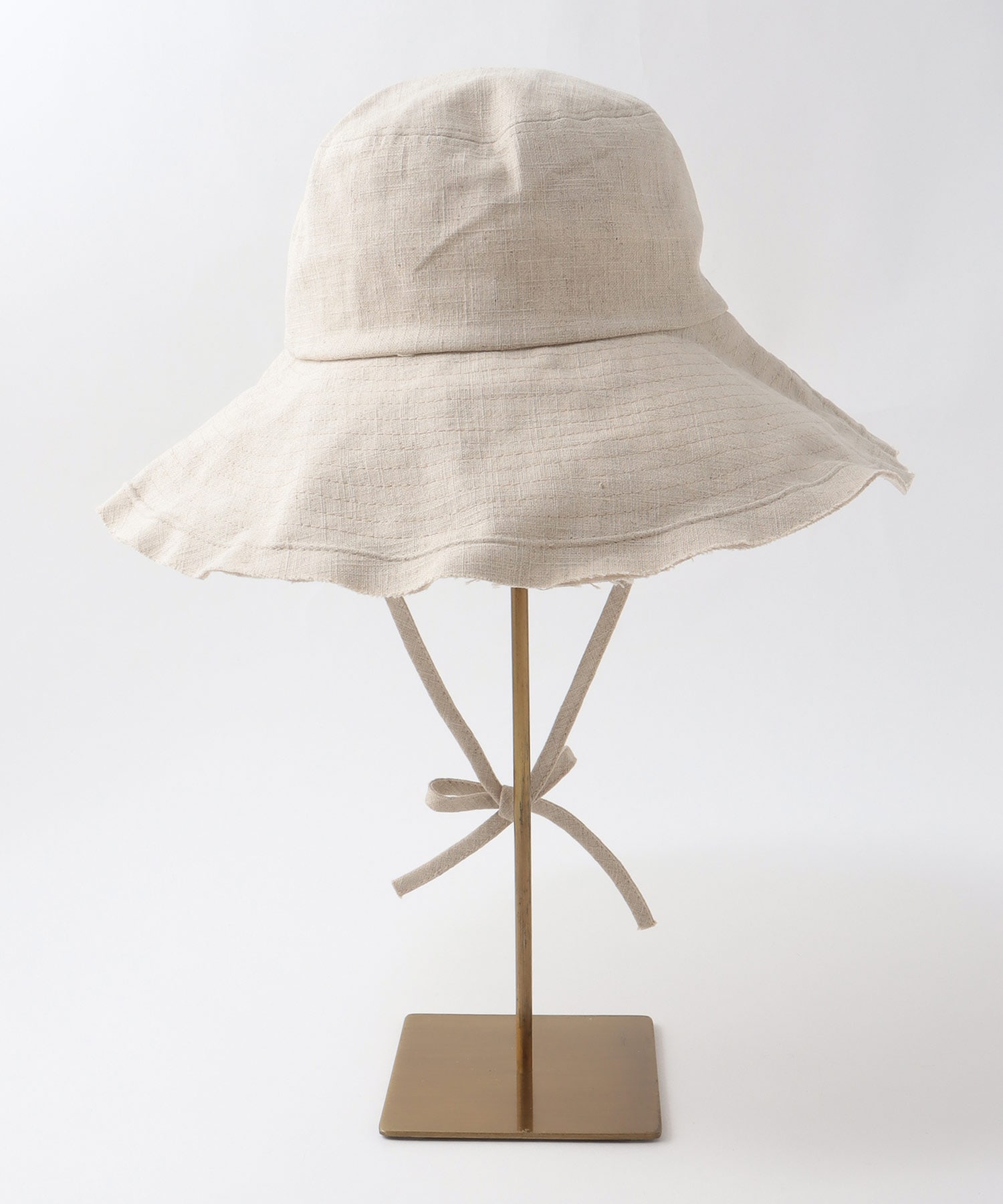 リネン風ステッチつば広HAT