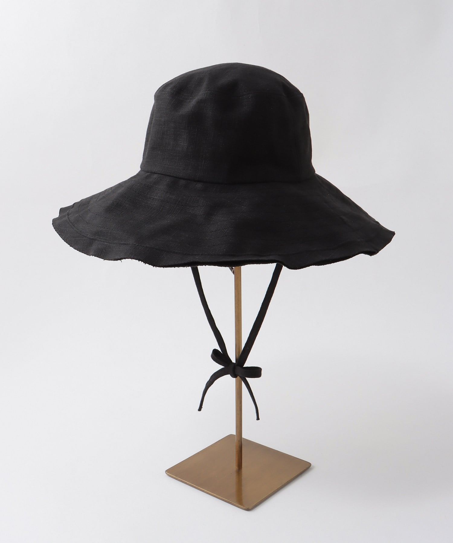 リネン風ステッチつば広HAT