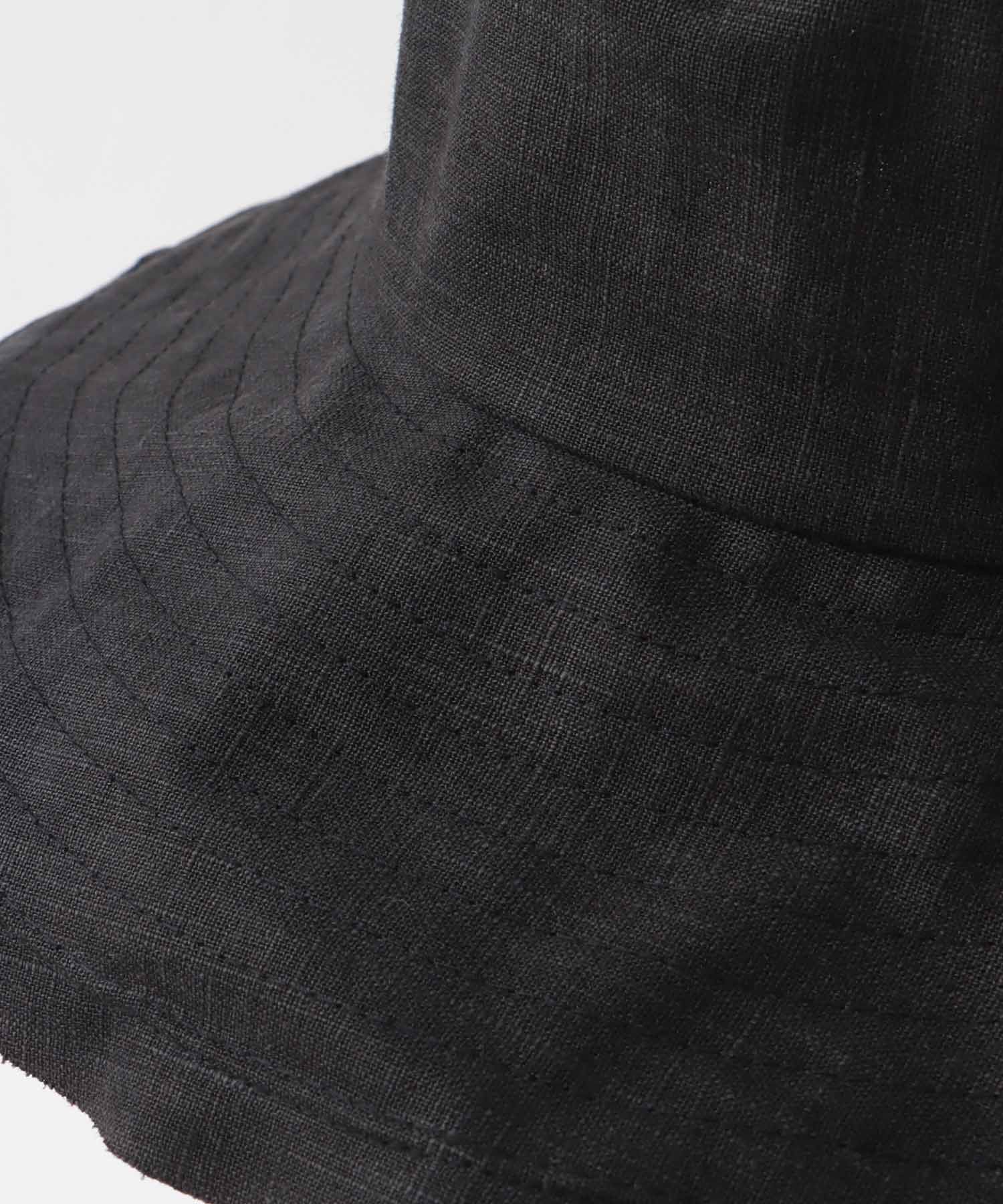 リネン風ステッチつば広HAT