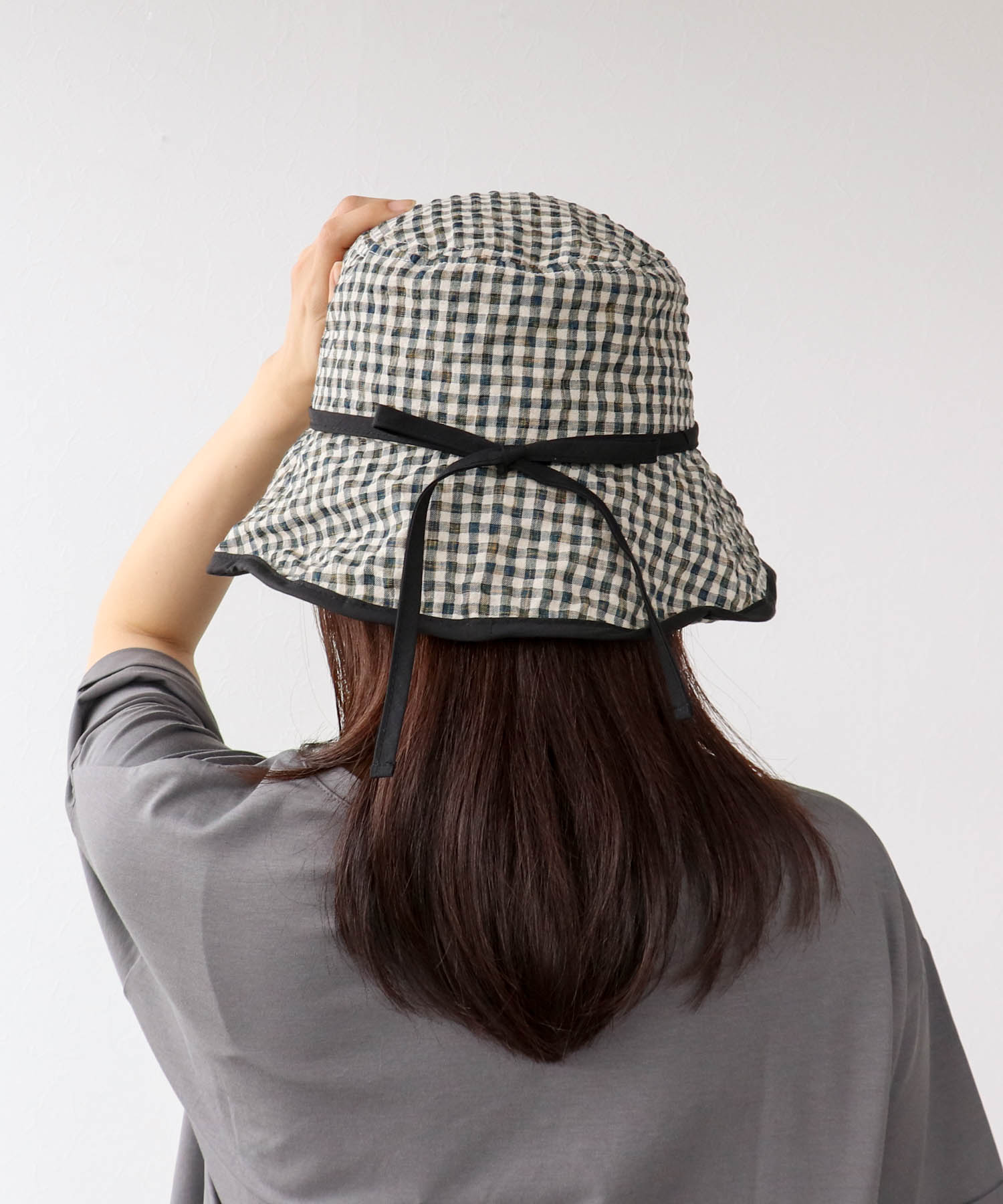 ギンガムチェックパイピングHAT