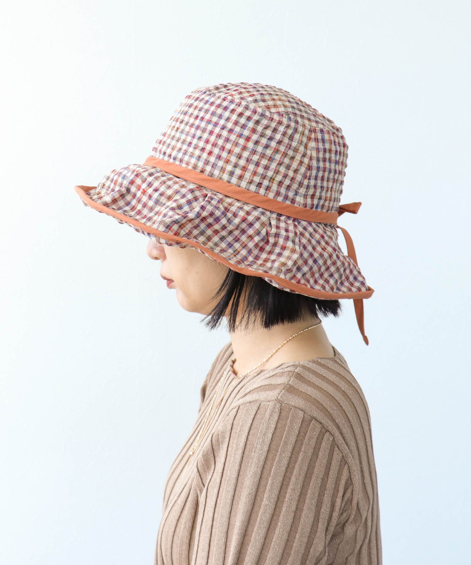 ギンガムチェックパイピングHAT