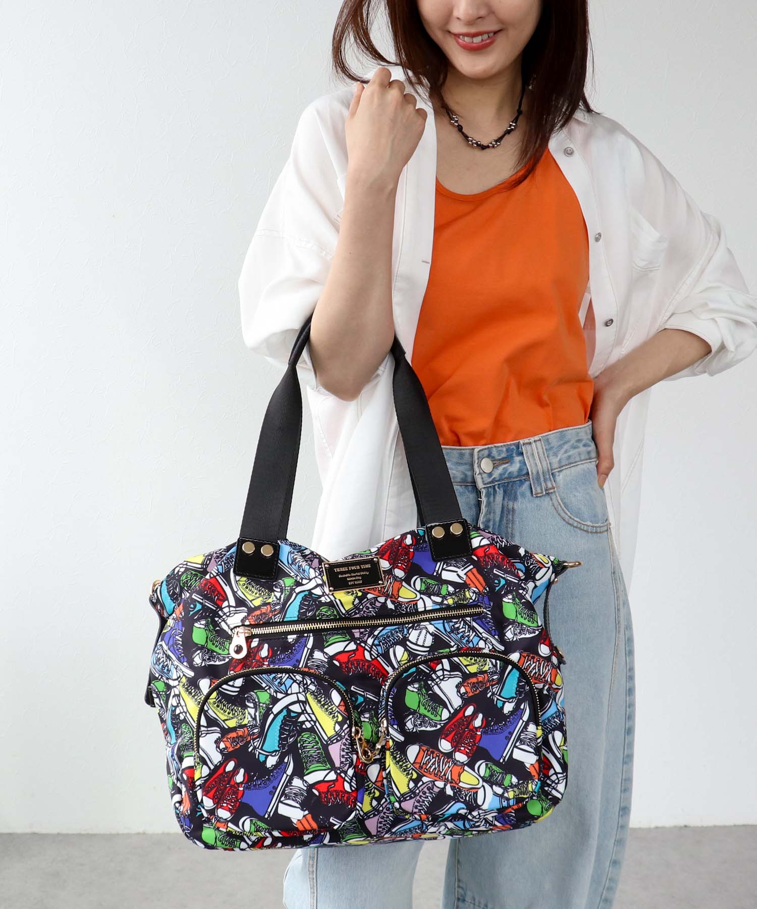 トリムパテントレザープリントBAG