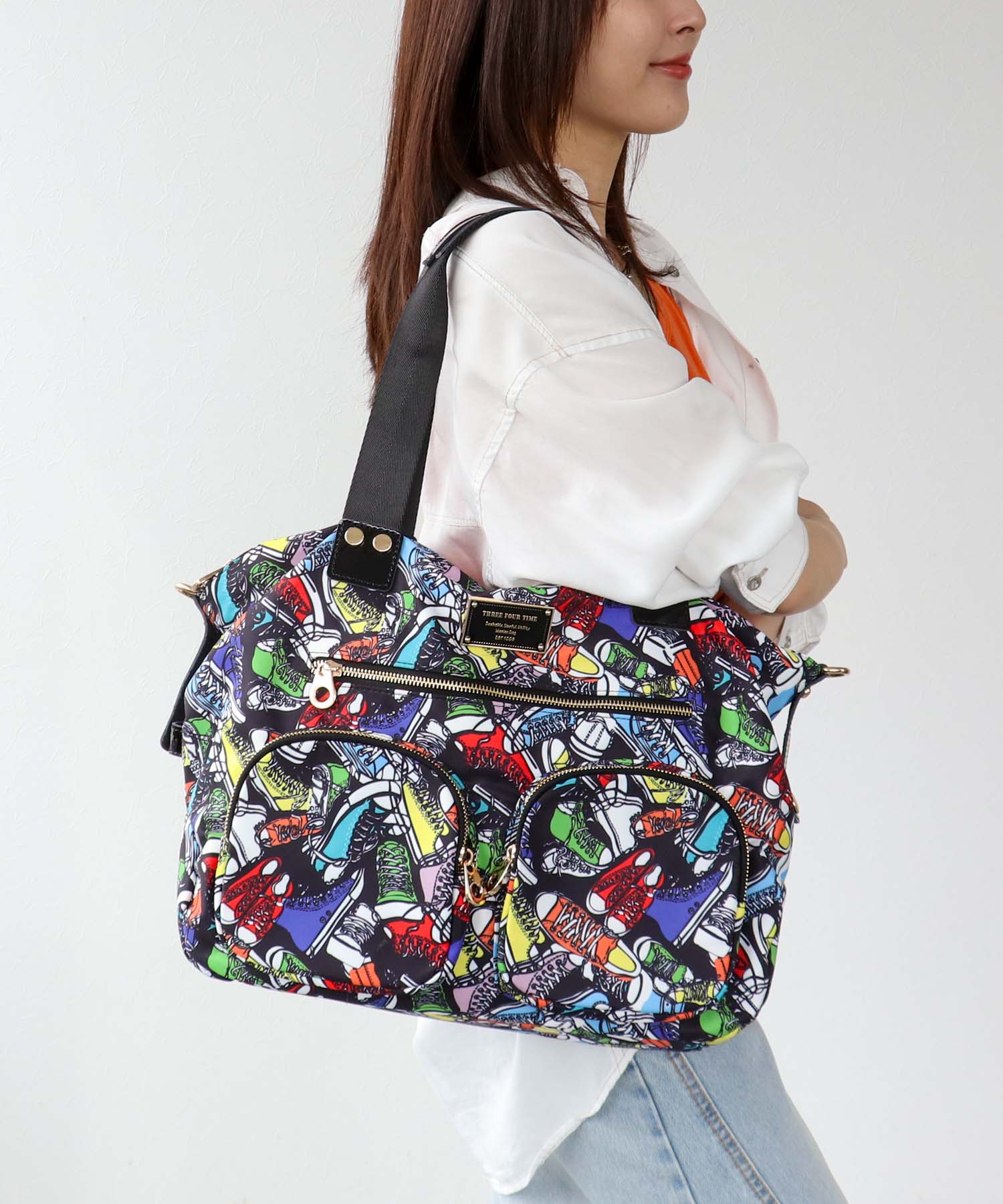 トリムパテントレザープリントBAG