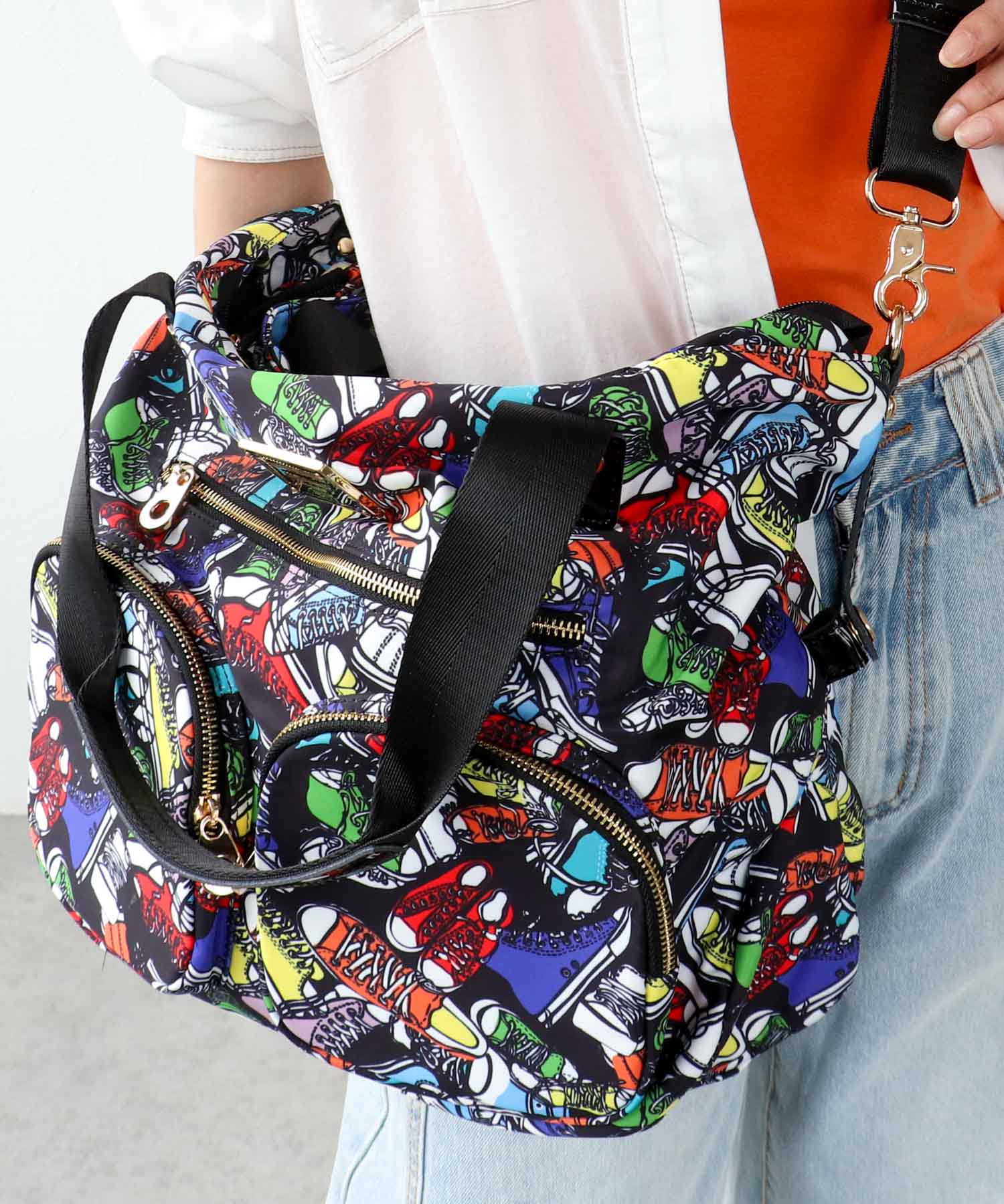 トリムパテントレザープリントBAG