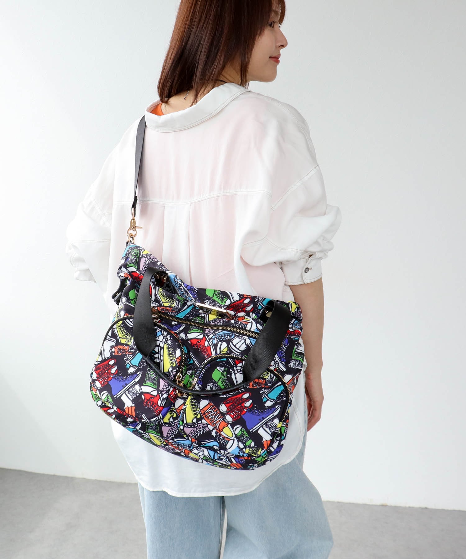 トリムパテントレザープリントBAG