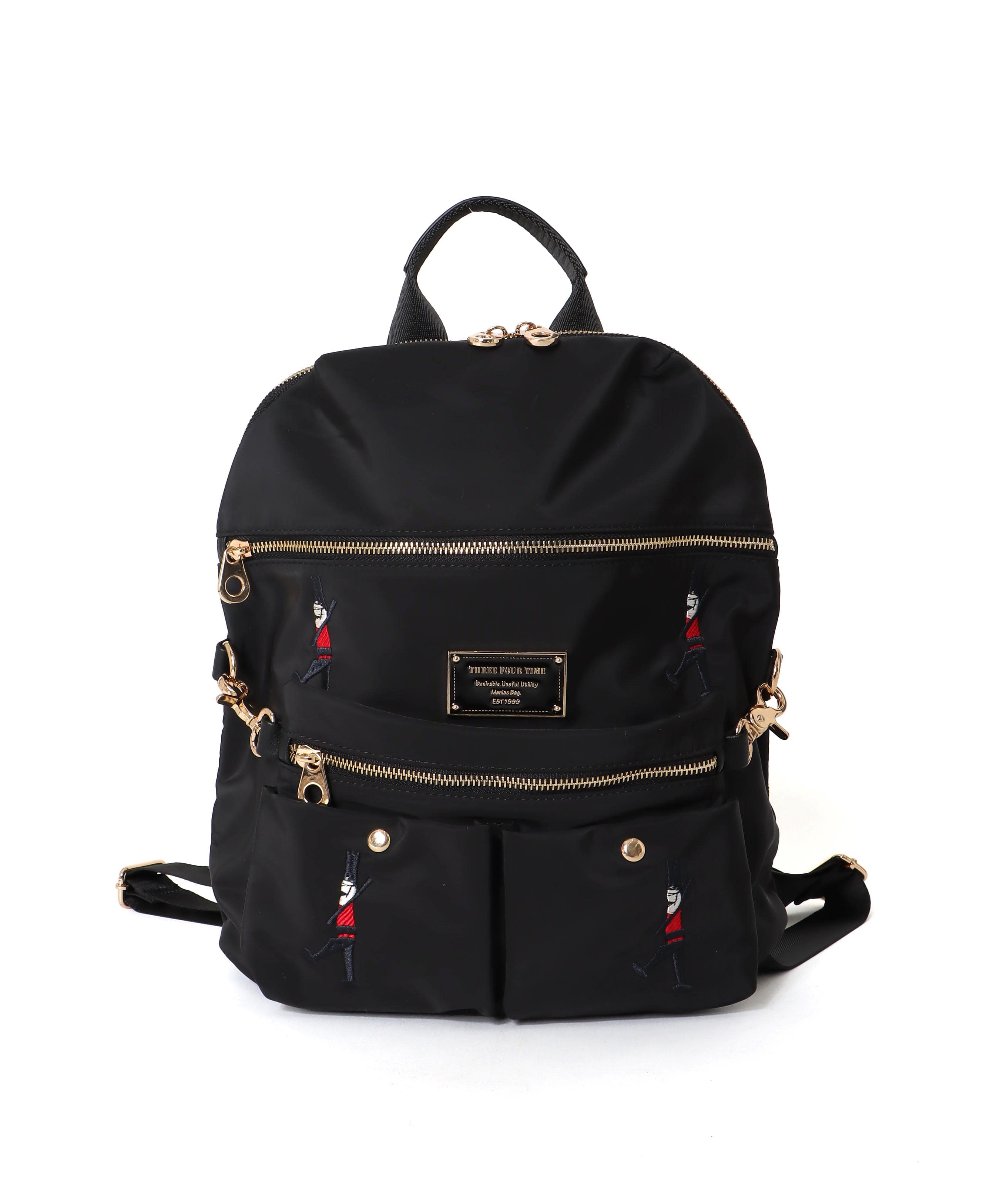 ショルダーポーチ付き刺繍4WAYナイロンリュック