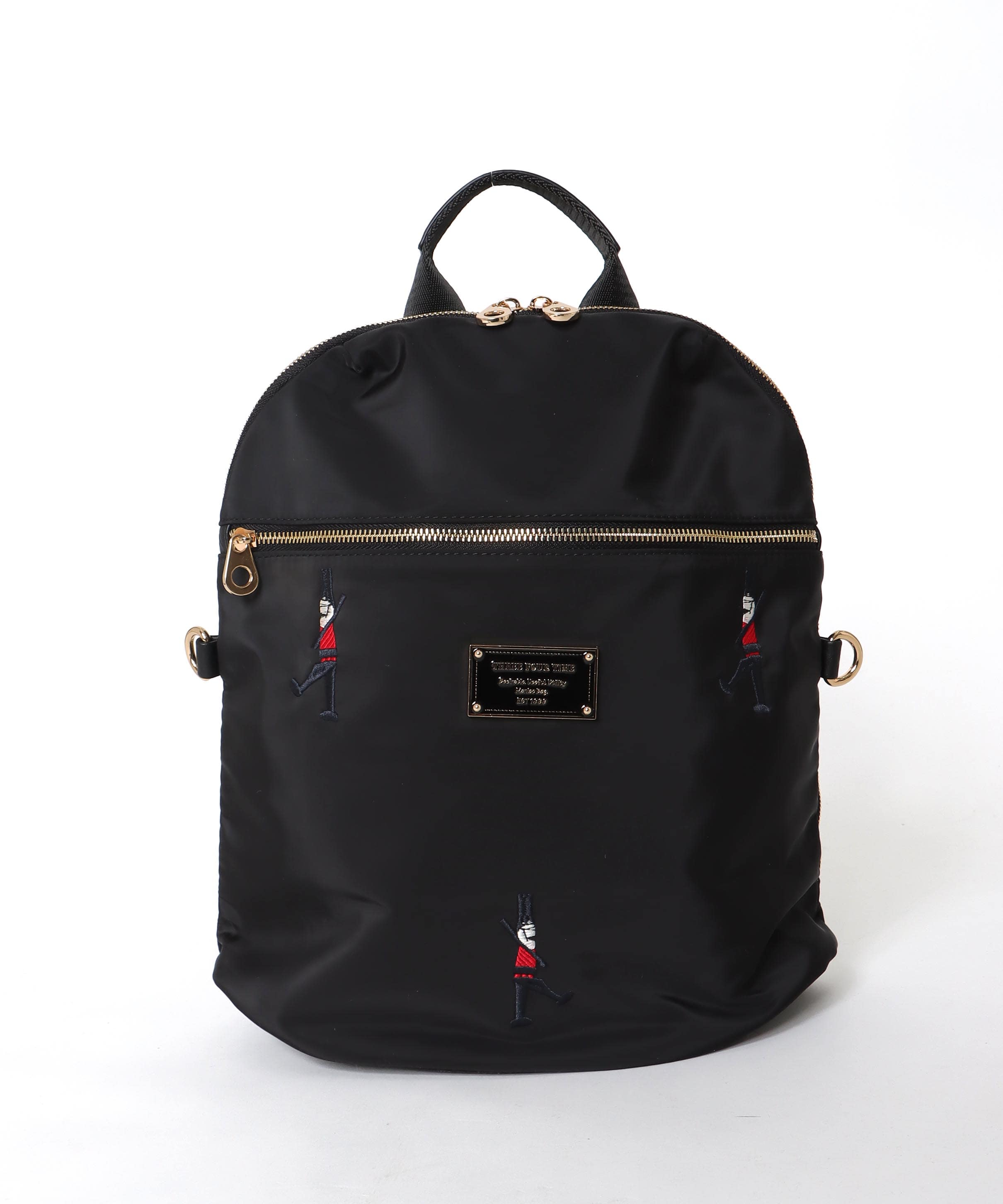 ショルダーポーチ付き刺繍4WAYナイロンリュック