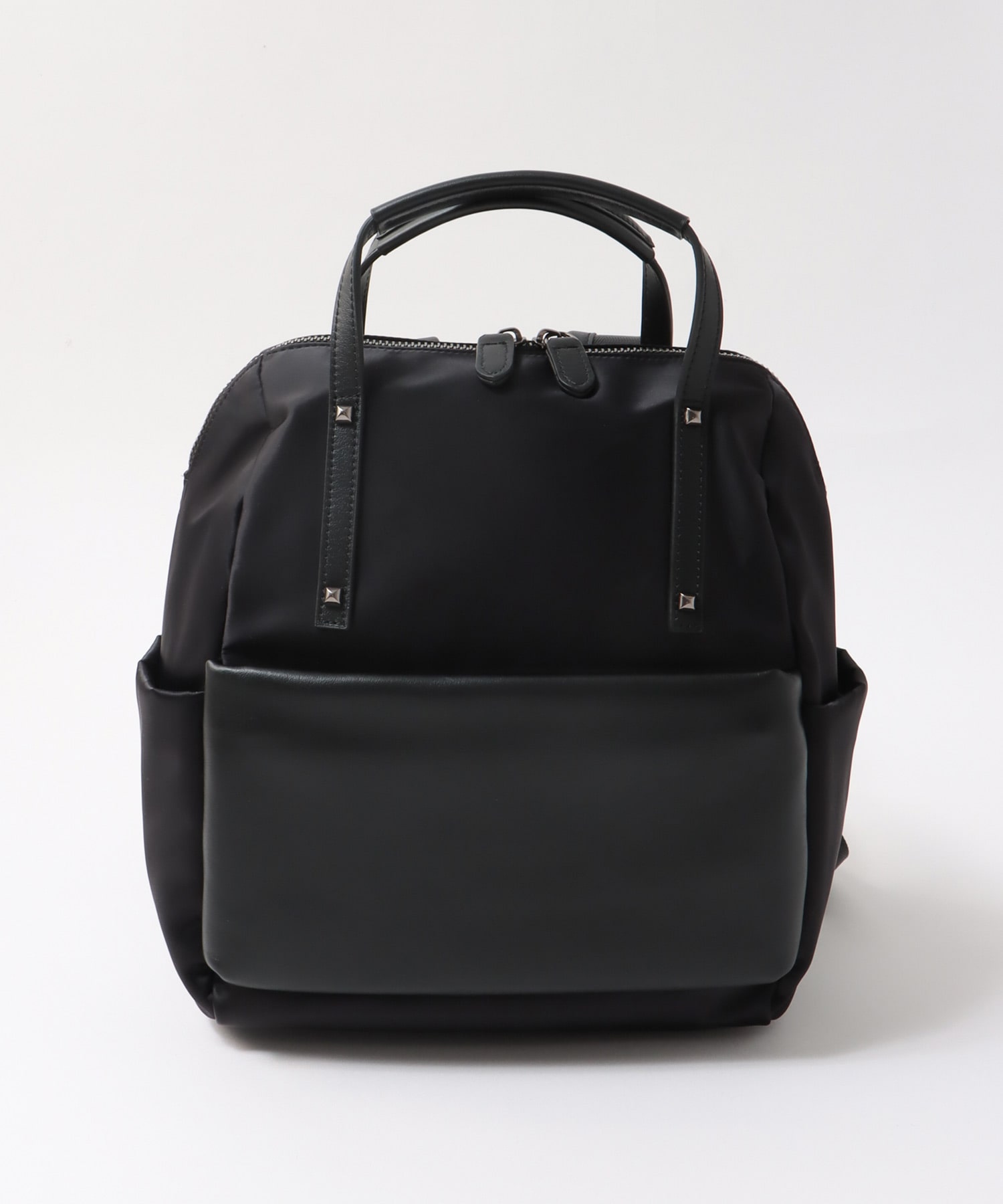 トリムレザースタッズ持ち手リュック