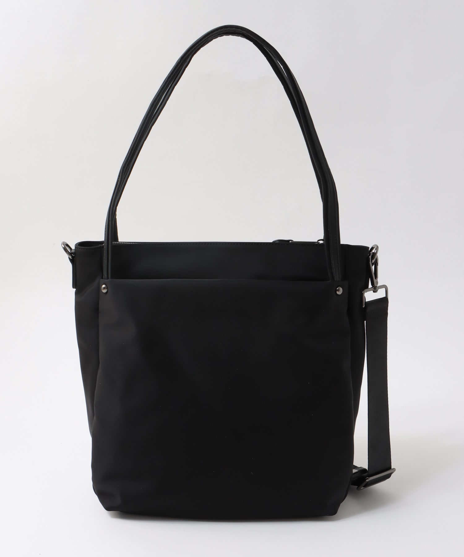 トリムレザーナイロンマチ付きトート