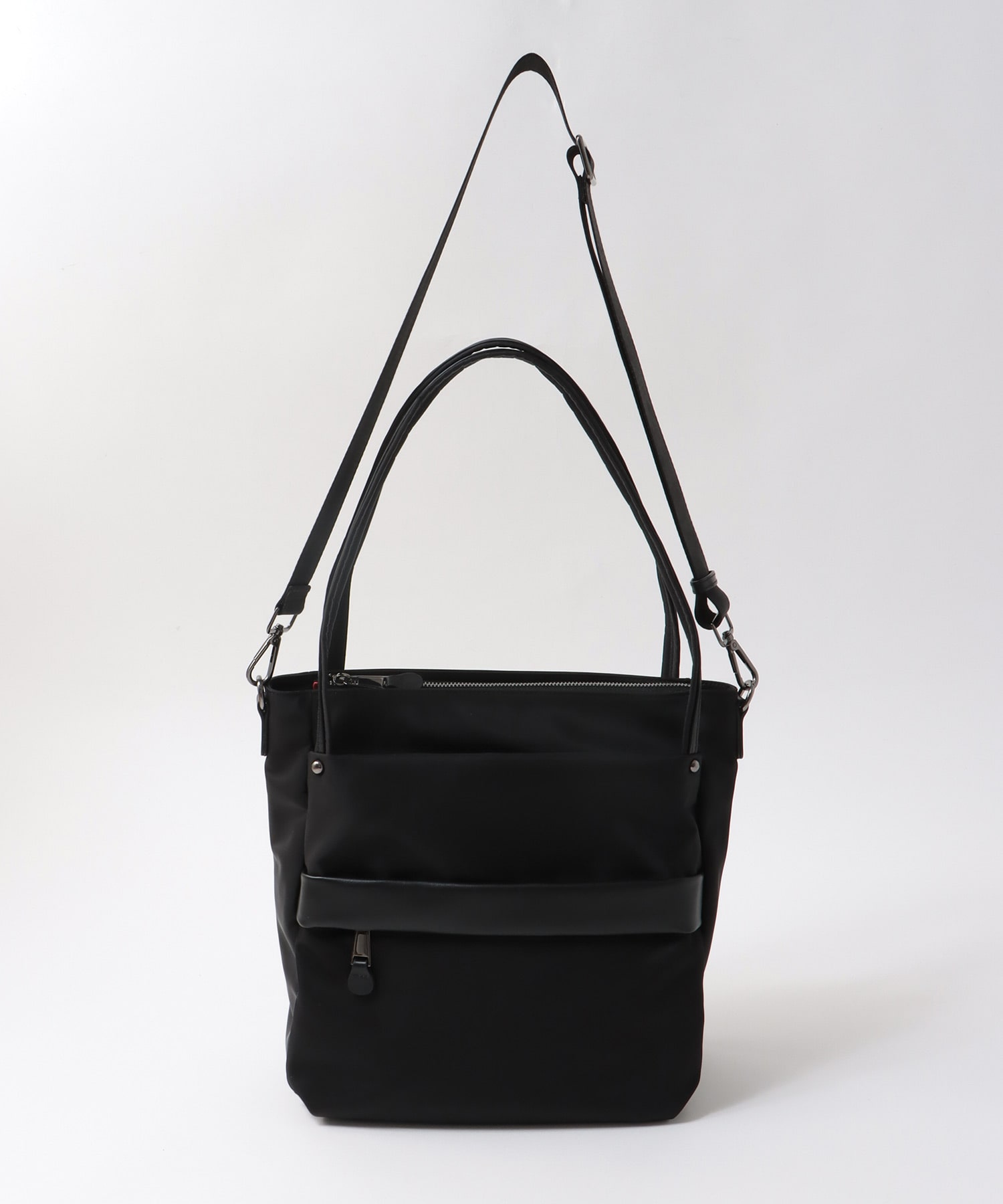 トリムレザーナイロンマチ付きトート