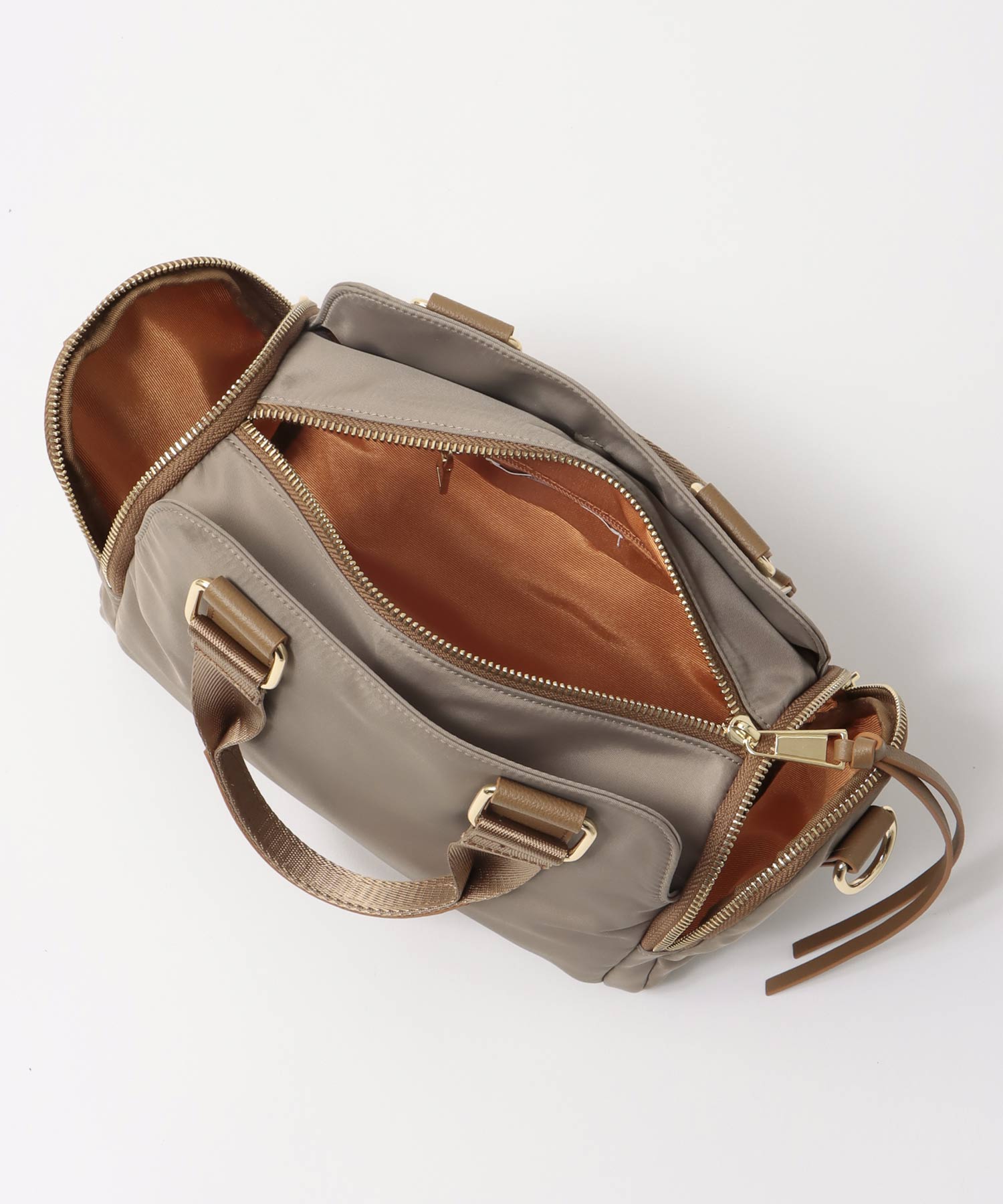 トリムレザーサイドポケットミニボストン