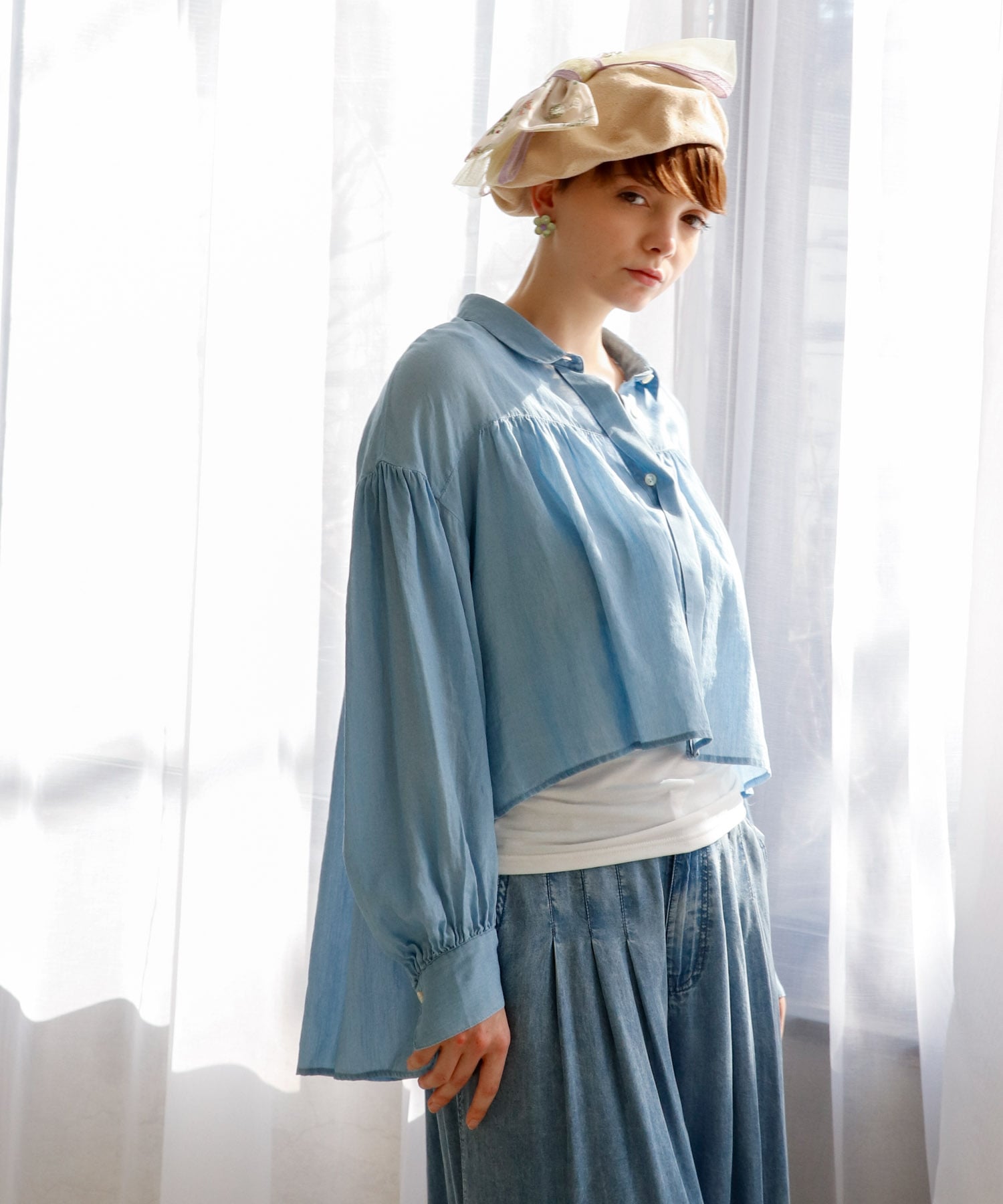 花柄オーガンジーリボンベレー