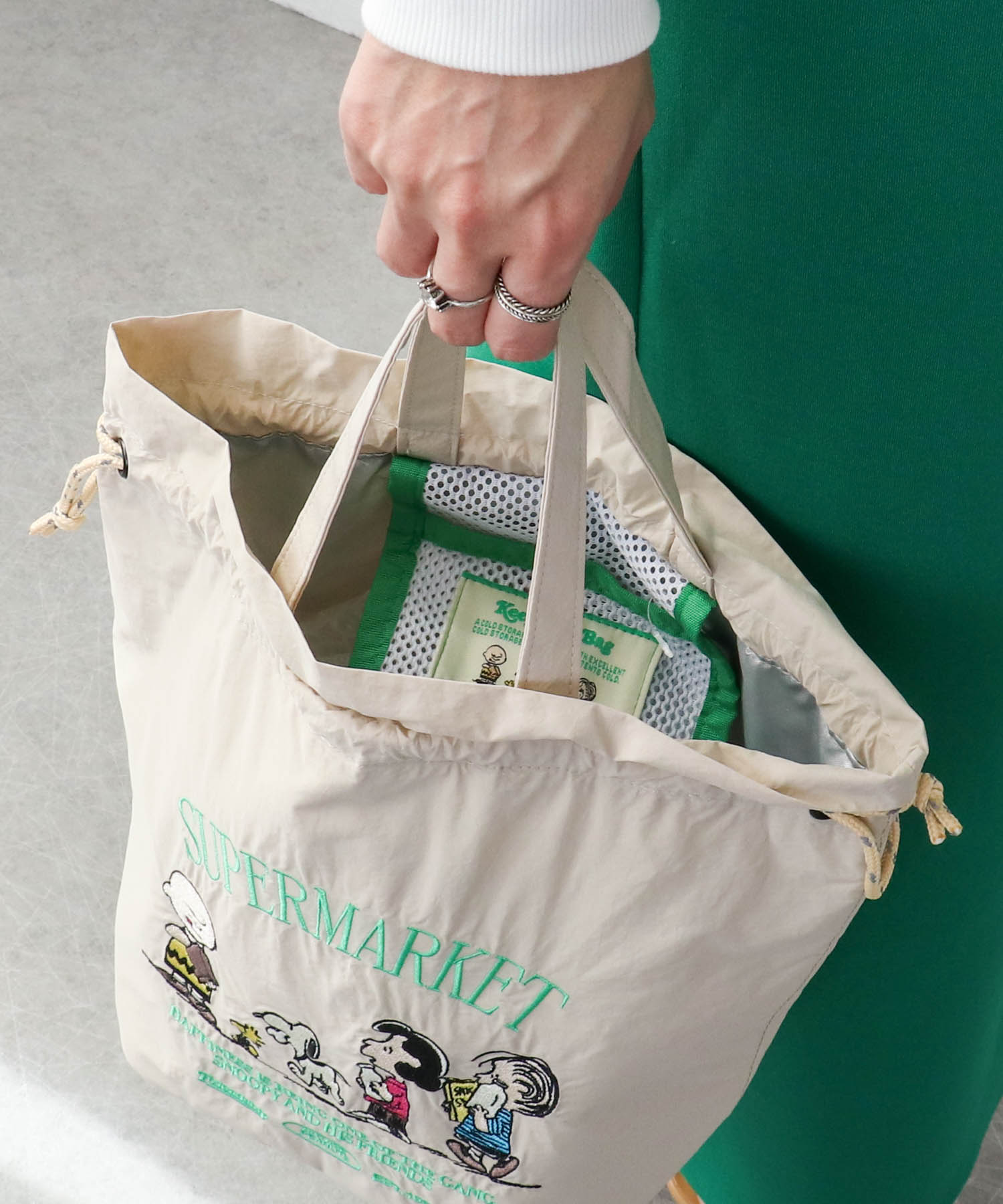 【保冷･保温】PEANUTS／保冷巾着トート