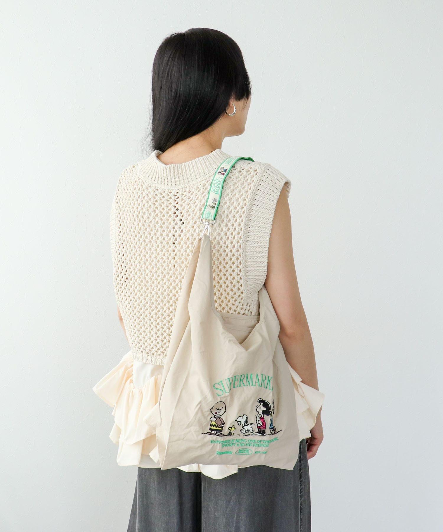 【2WAY仕様】PEANUTS／ストラップ付ショッパーBAG