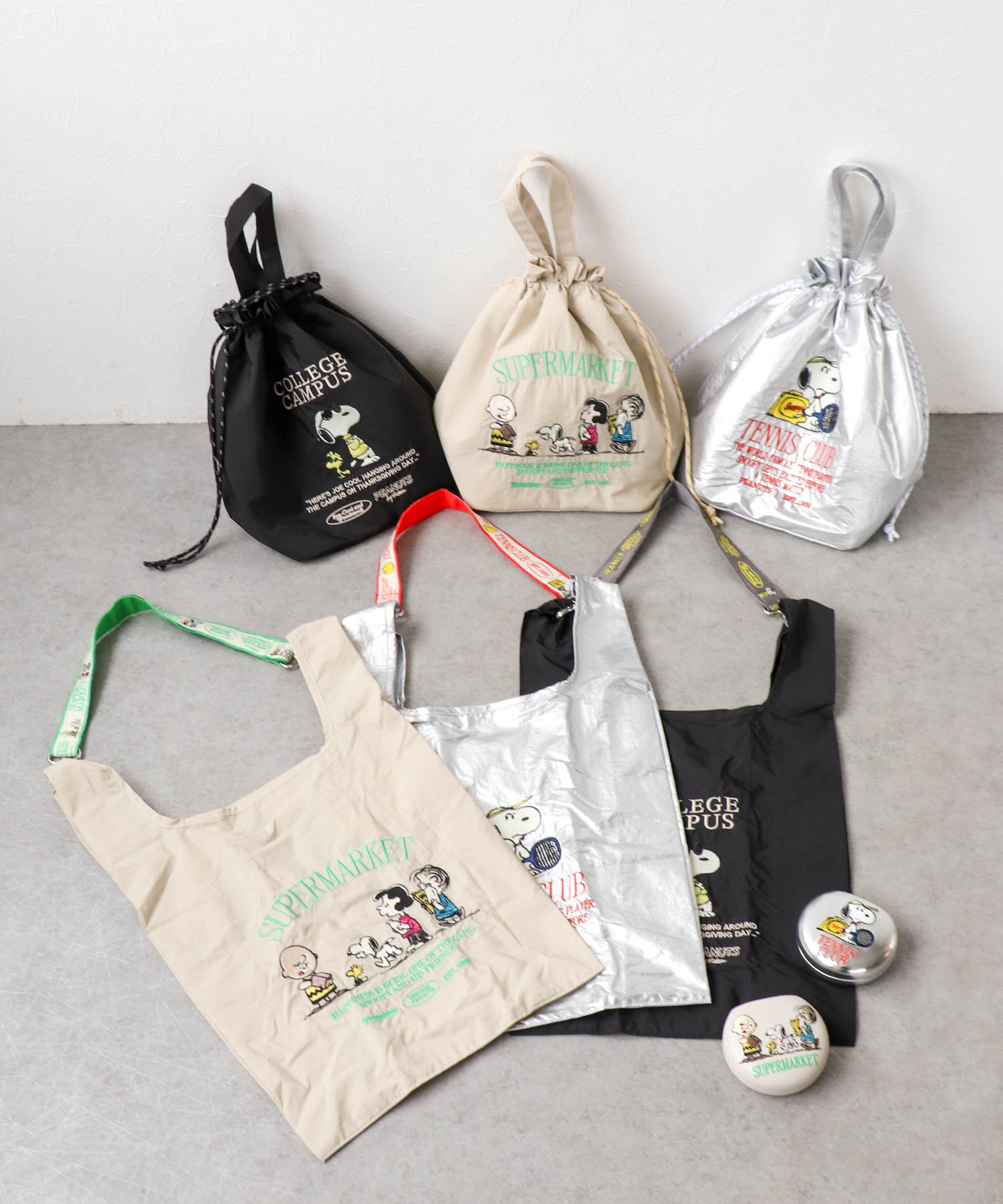【2WAY仕様】PEANUTS／ストラップ付ショッパーBAG