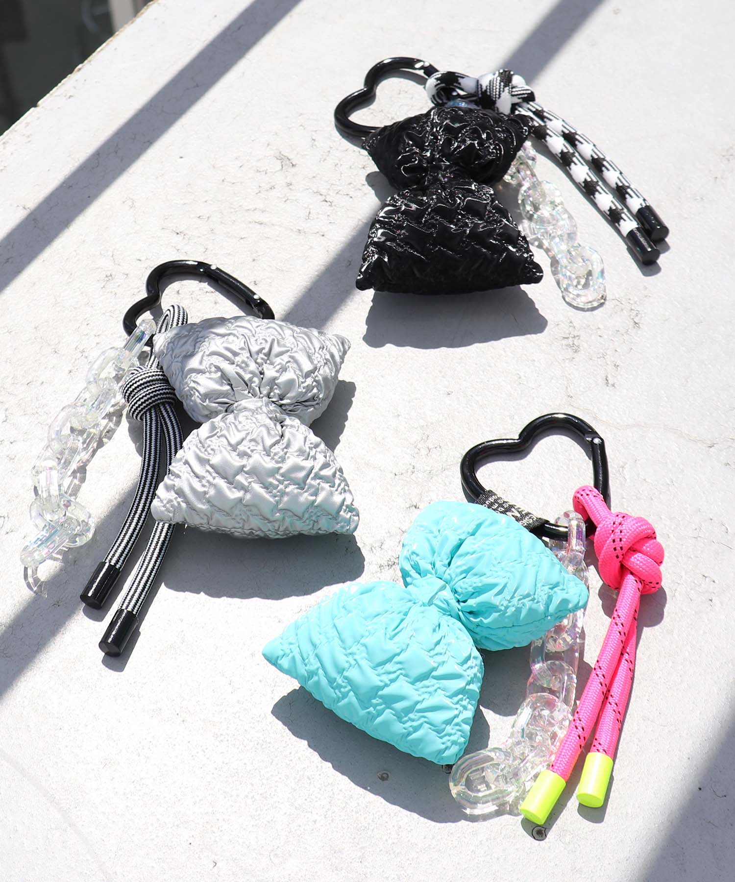 リボン×ハートカラビナチャーム