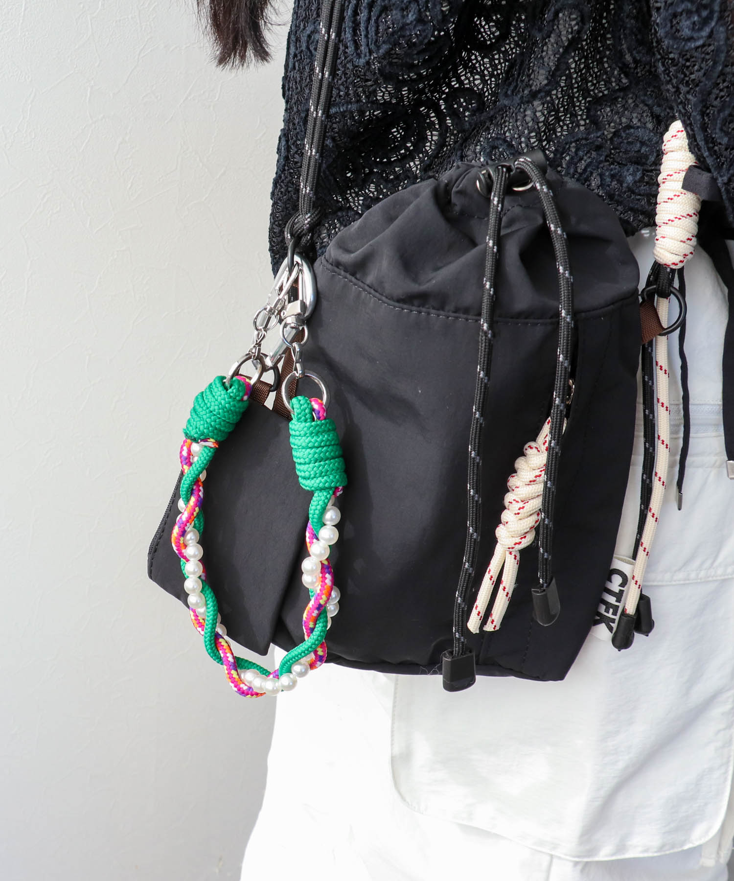 パール×パラコードストラップ