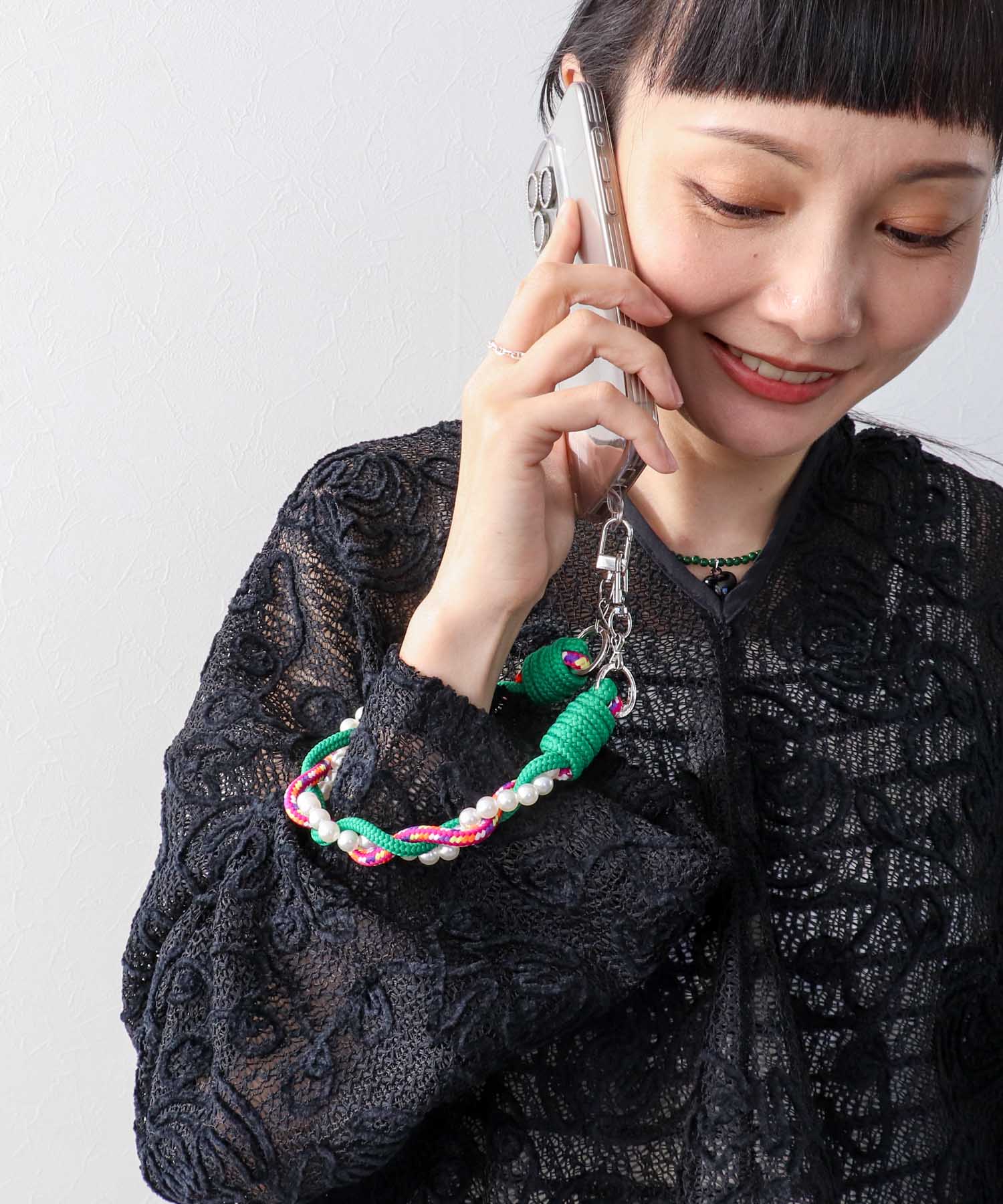 パール×パラコードストラップ