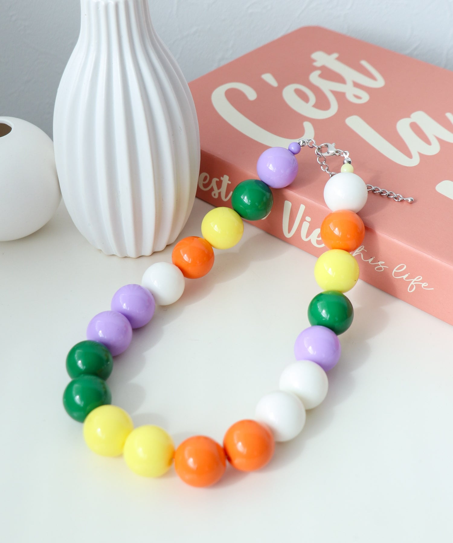 マルチカラーボールネックレス20mm