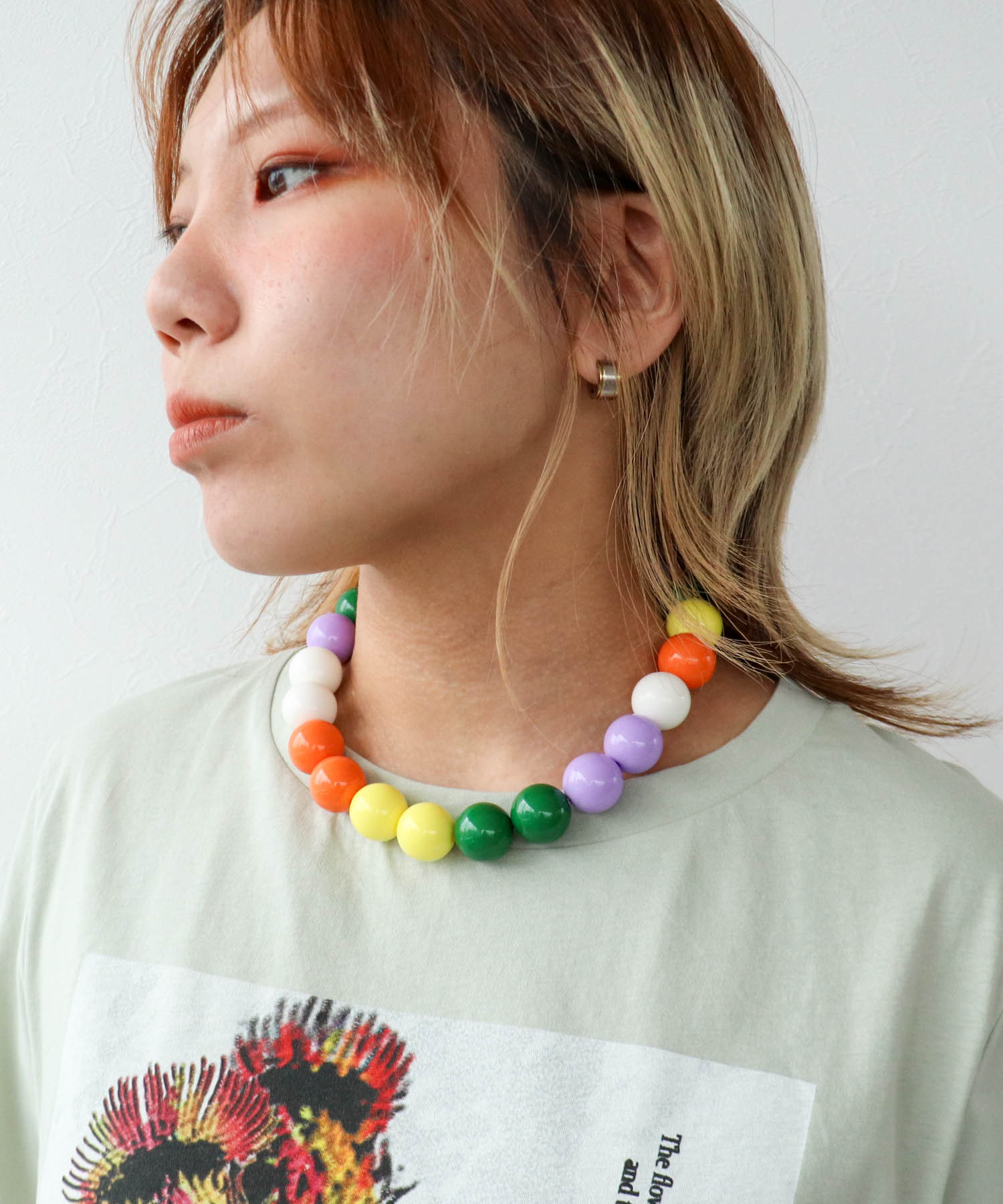 マルチカラーボールネックレス20mm