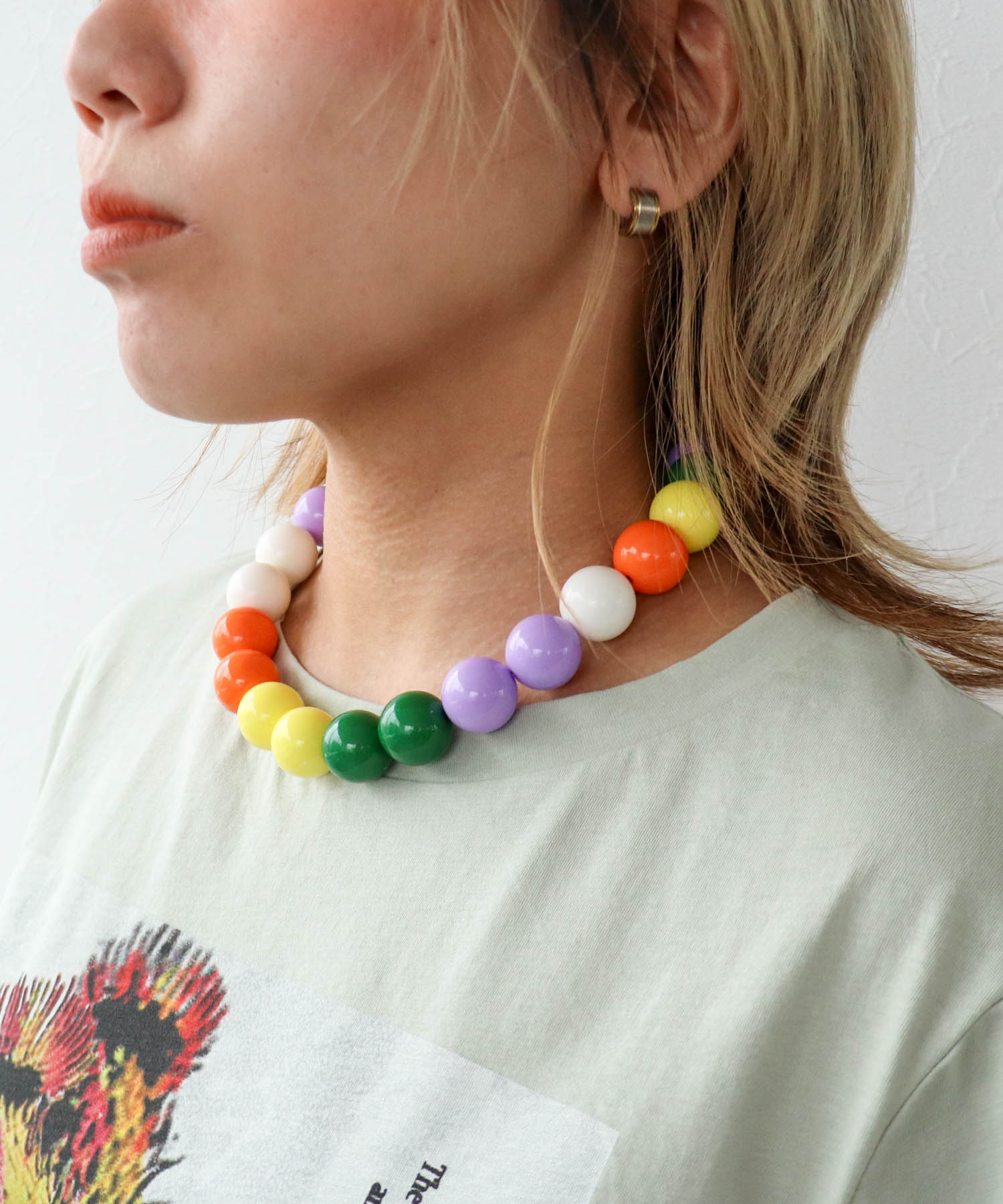 マルチカラーボールネックレス20mm