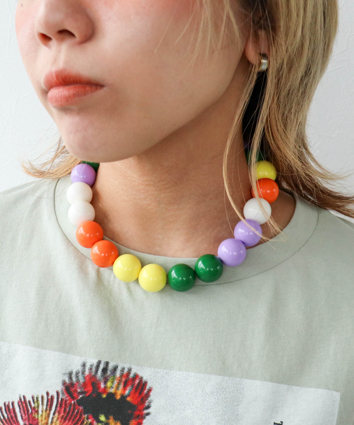 マルチカラーボールネックレス20mm