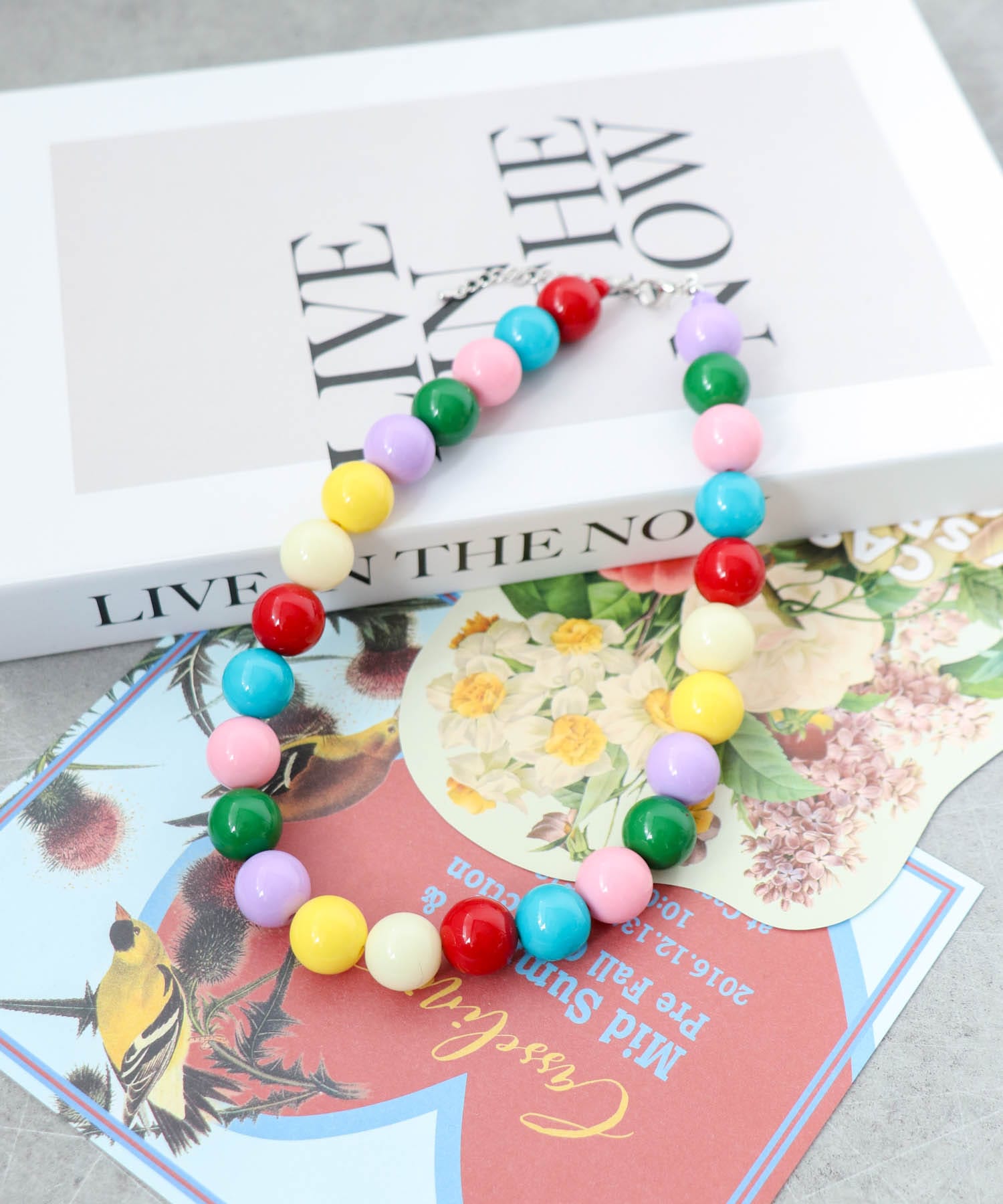 マルチカラーボールネックレス16mm