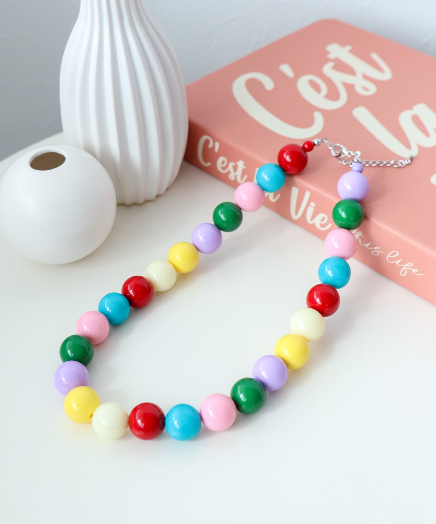 マルチカラーボールネックレス16mm