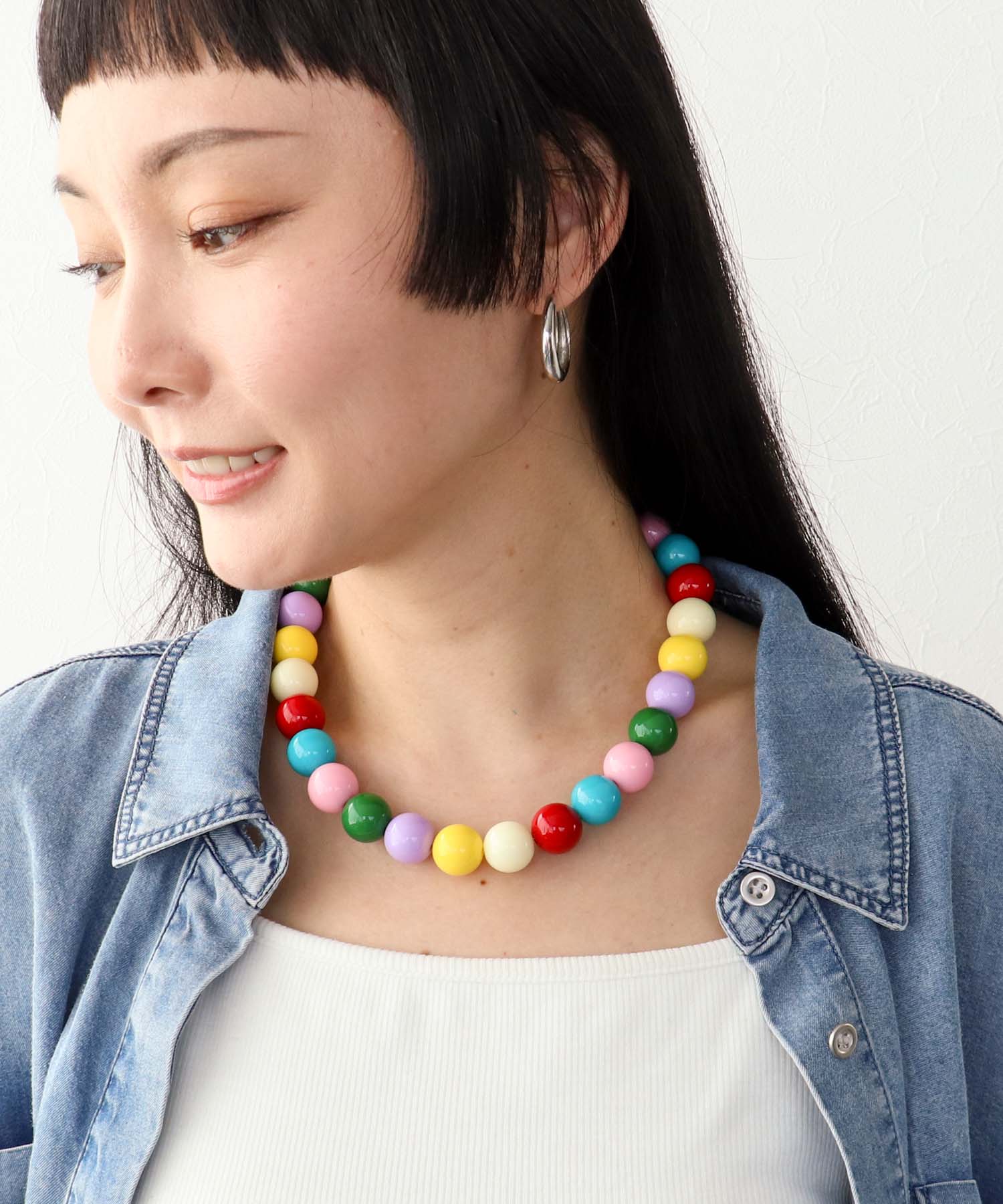 マルチカラーボールネックレス16mm