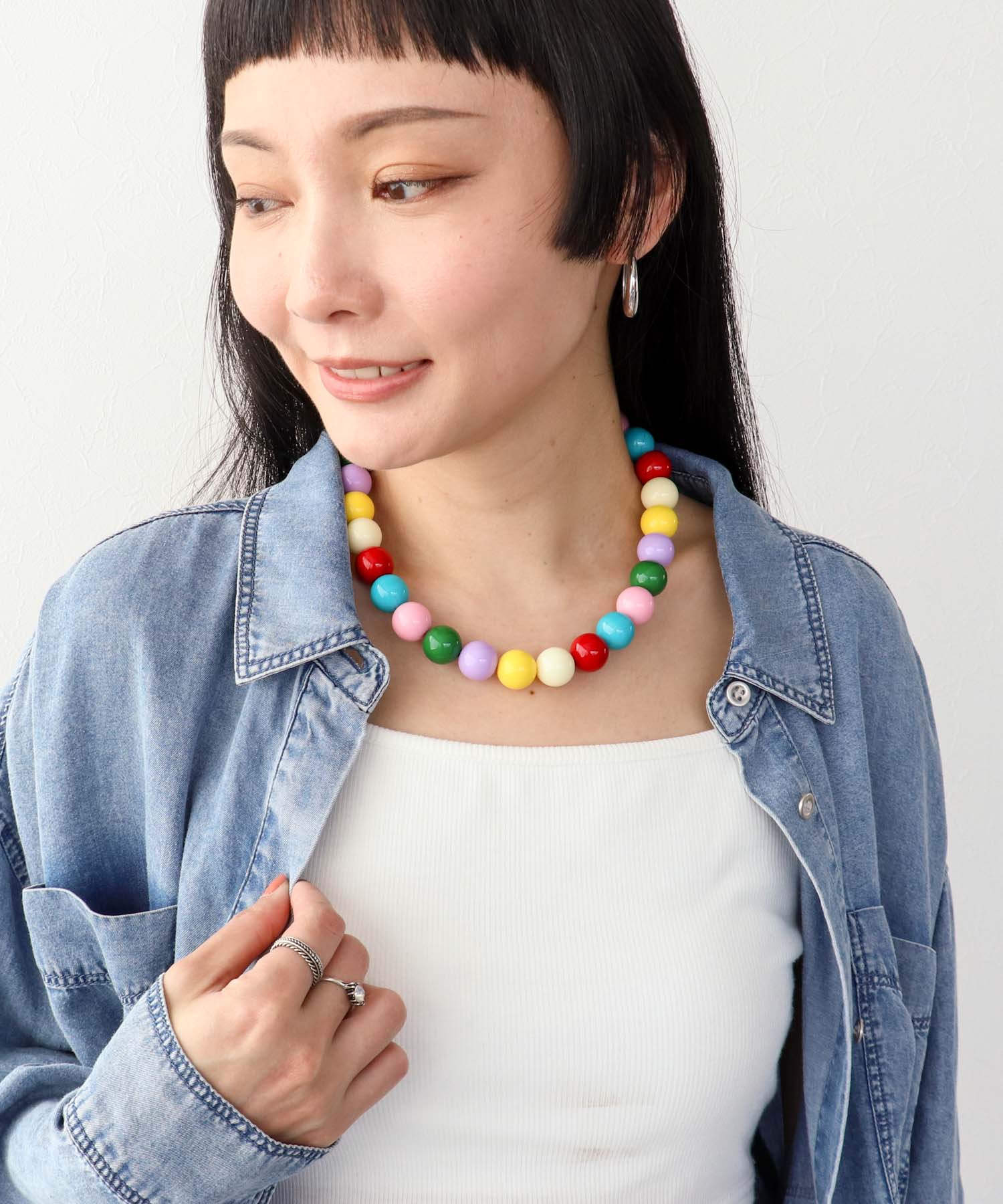 マルチカラーボールネックレス16mm