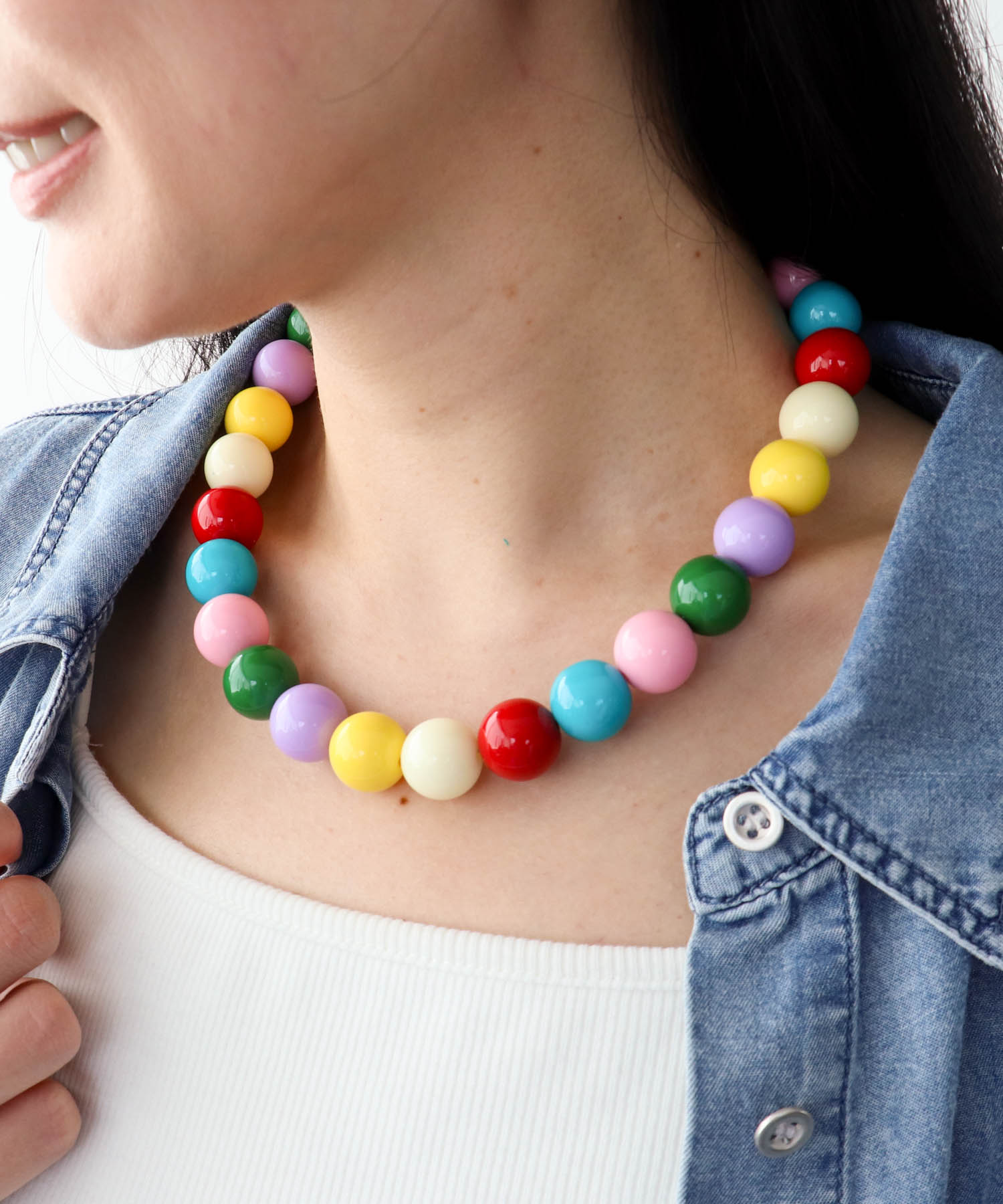 マルチカラーボールネックレス16mm