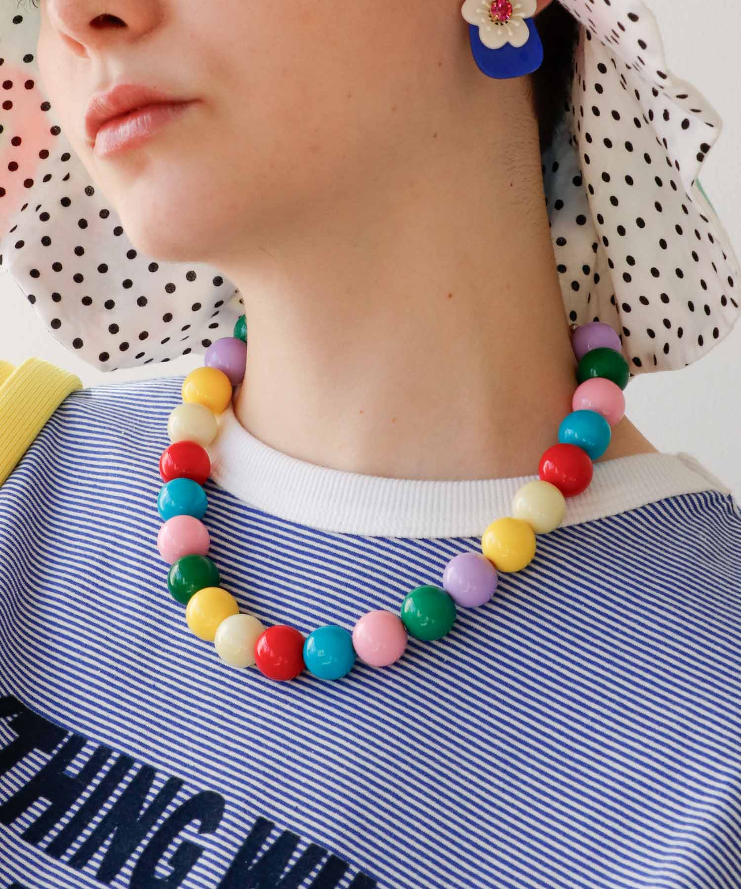 マルチカラーボールネックレス16mm