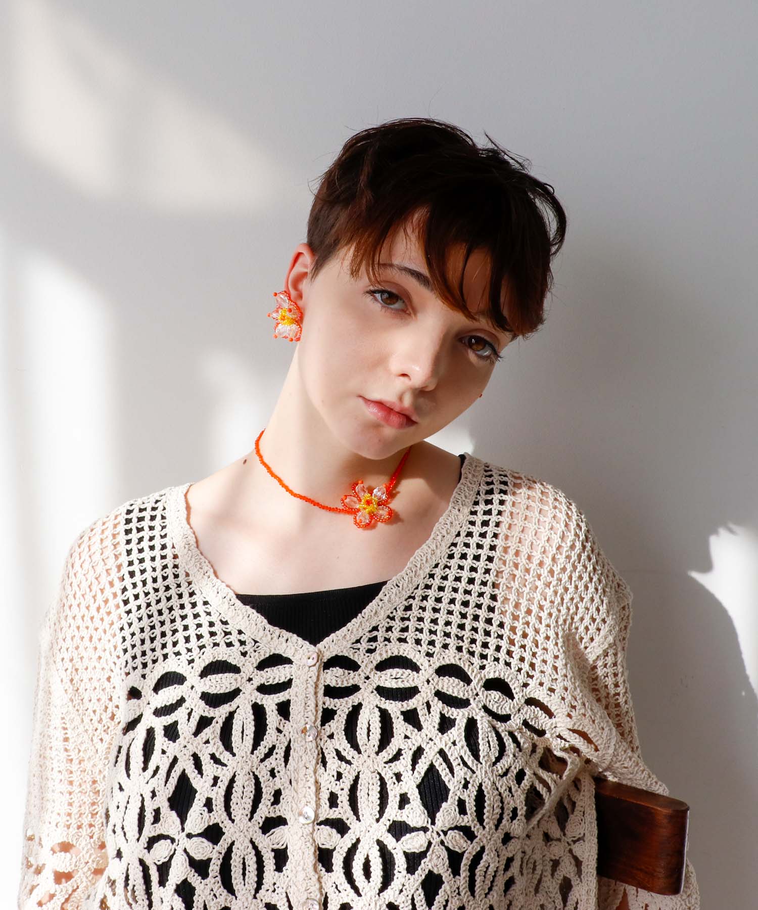 BIGビーズフラワーイヤリング