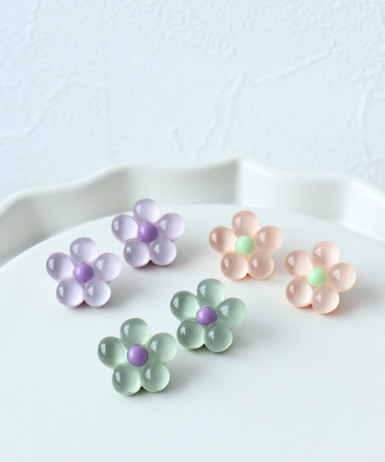 パステルクリアフラワーピアス