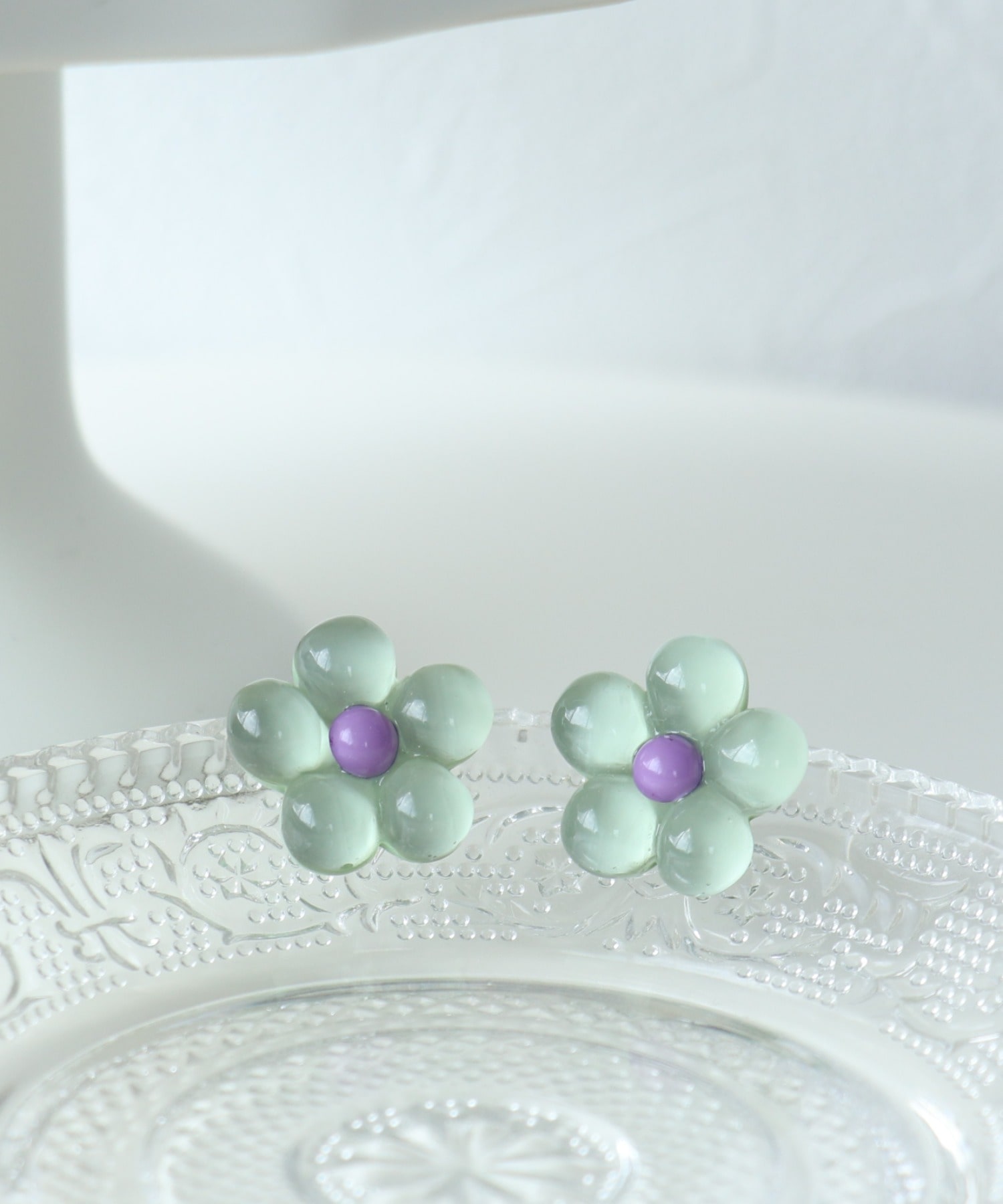 パステルクリアフラワーピアス