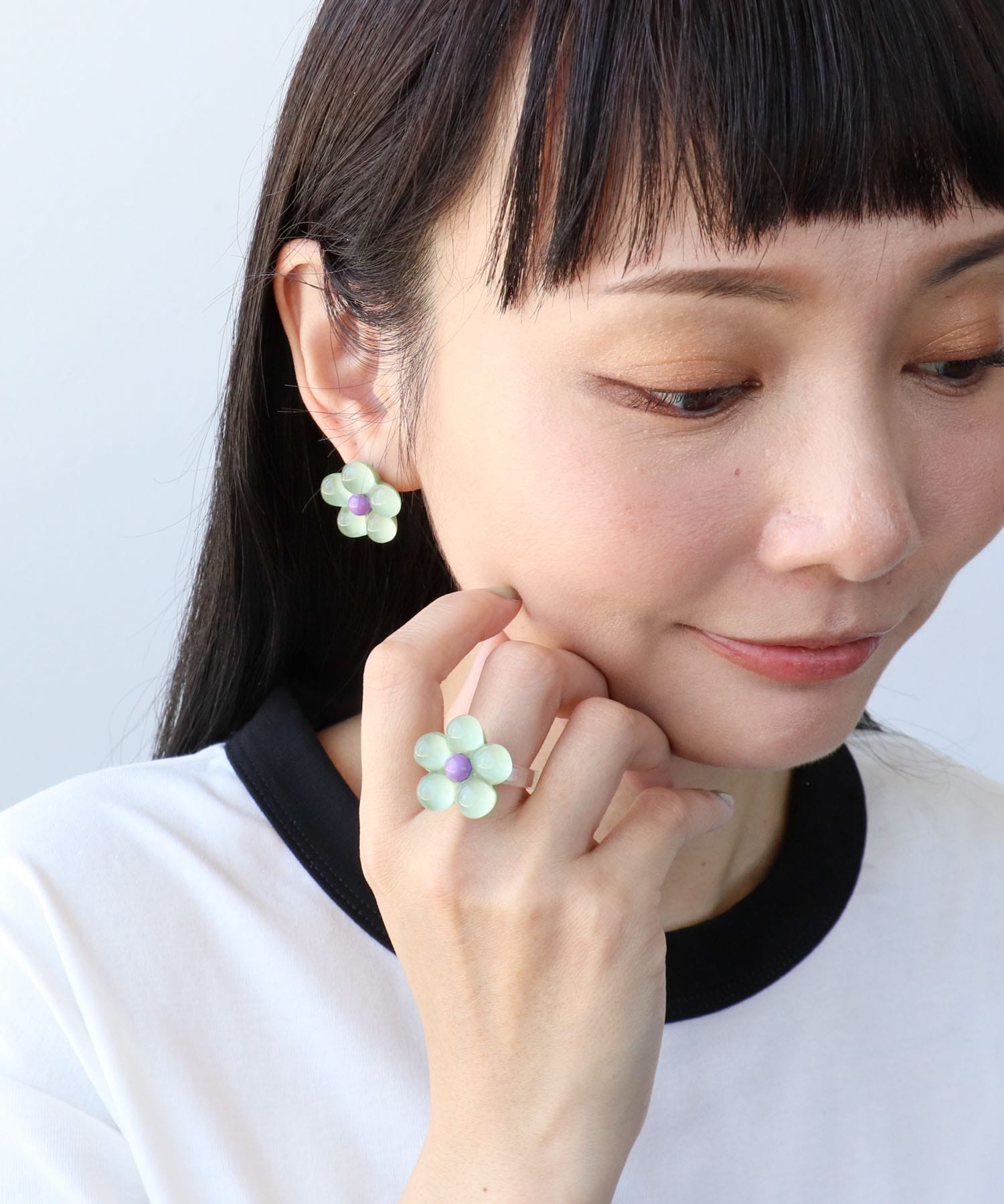パステルクリアフラワーピアス