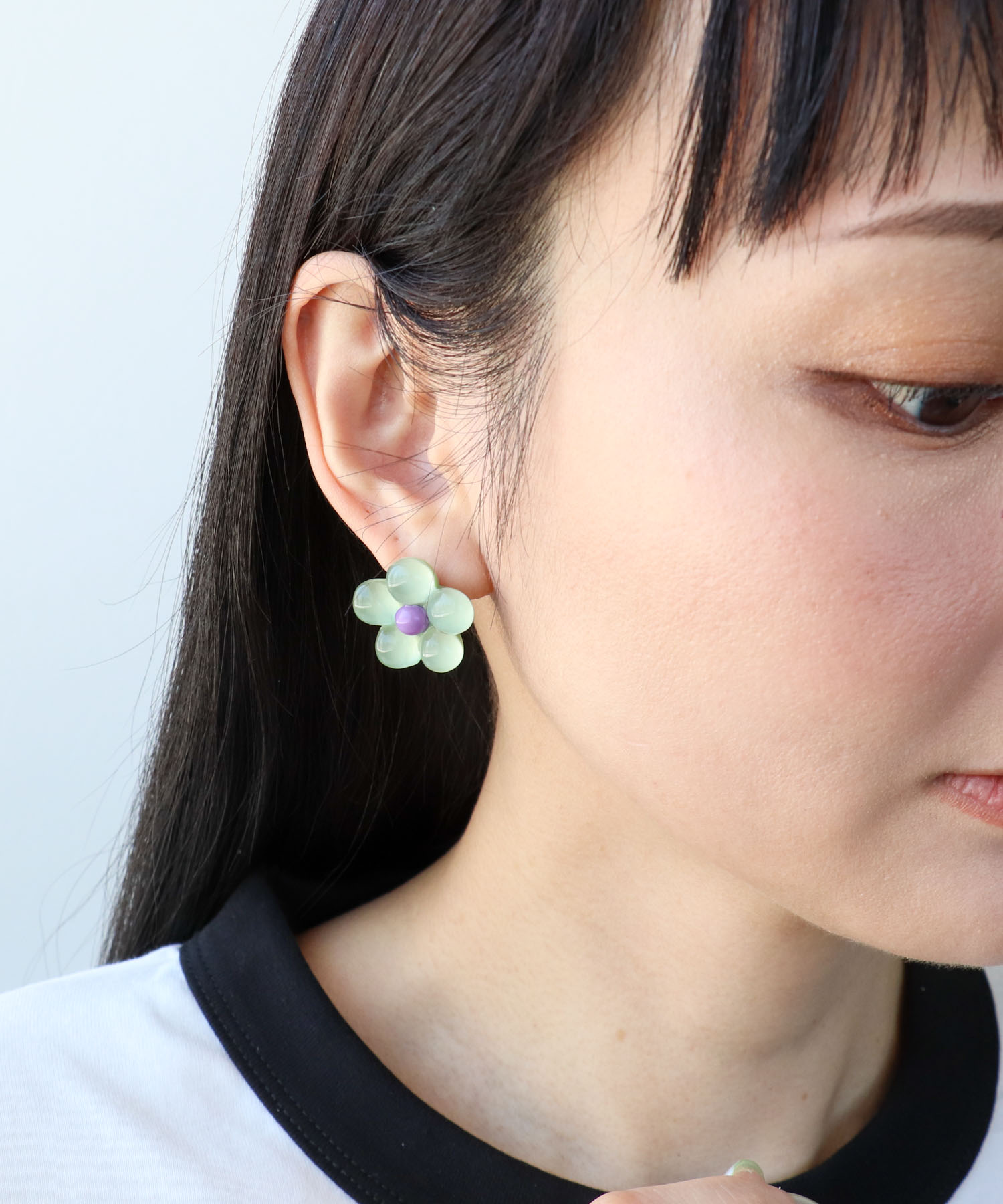 パステルクリアフラワーピアス