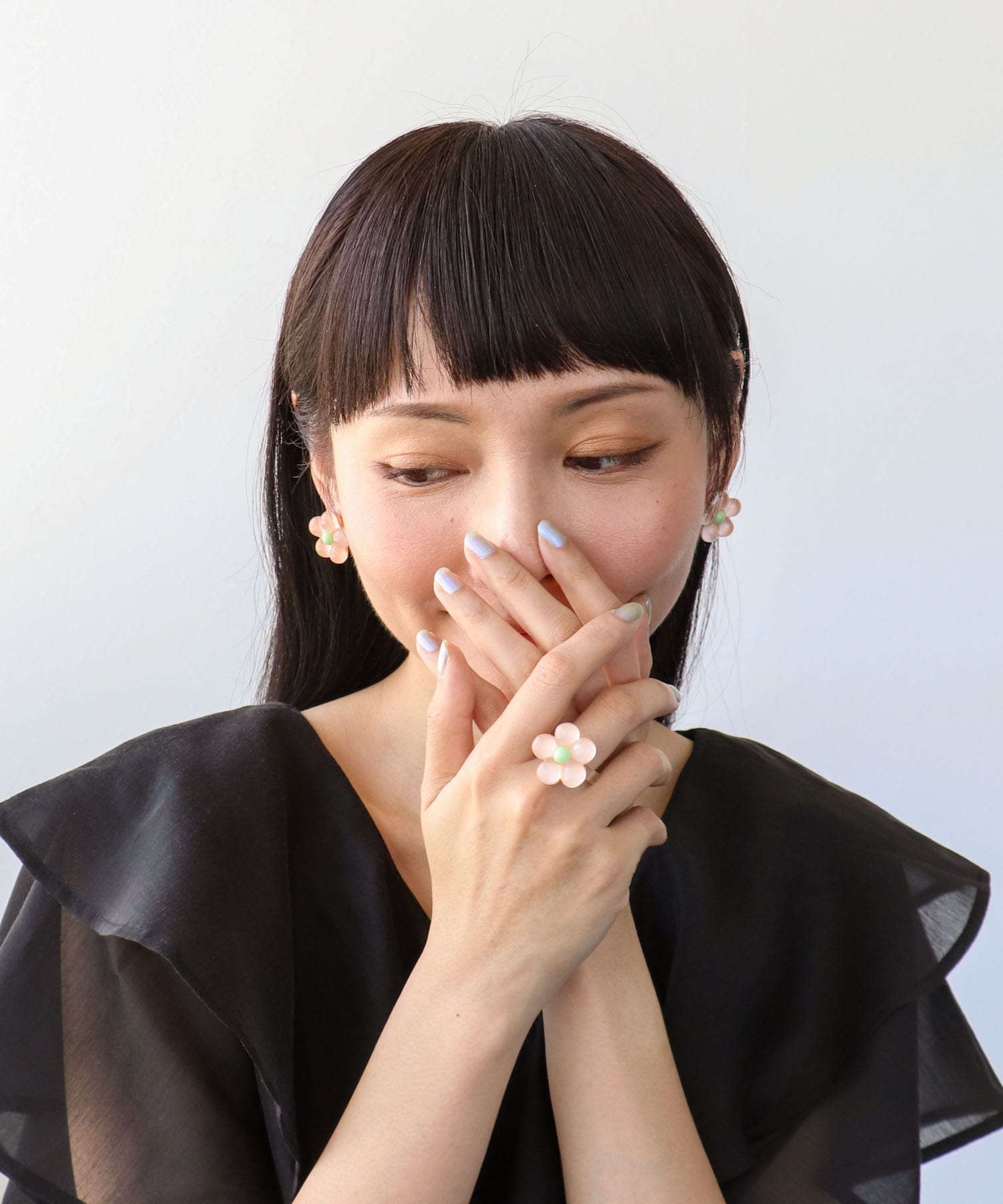 パステルクリアフラワーピアス